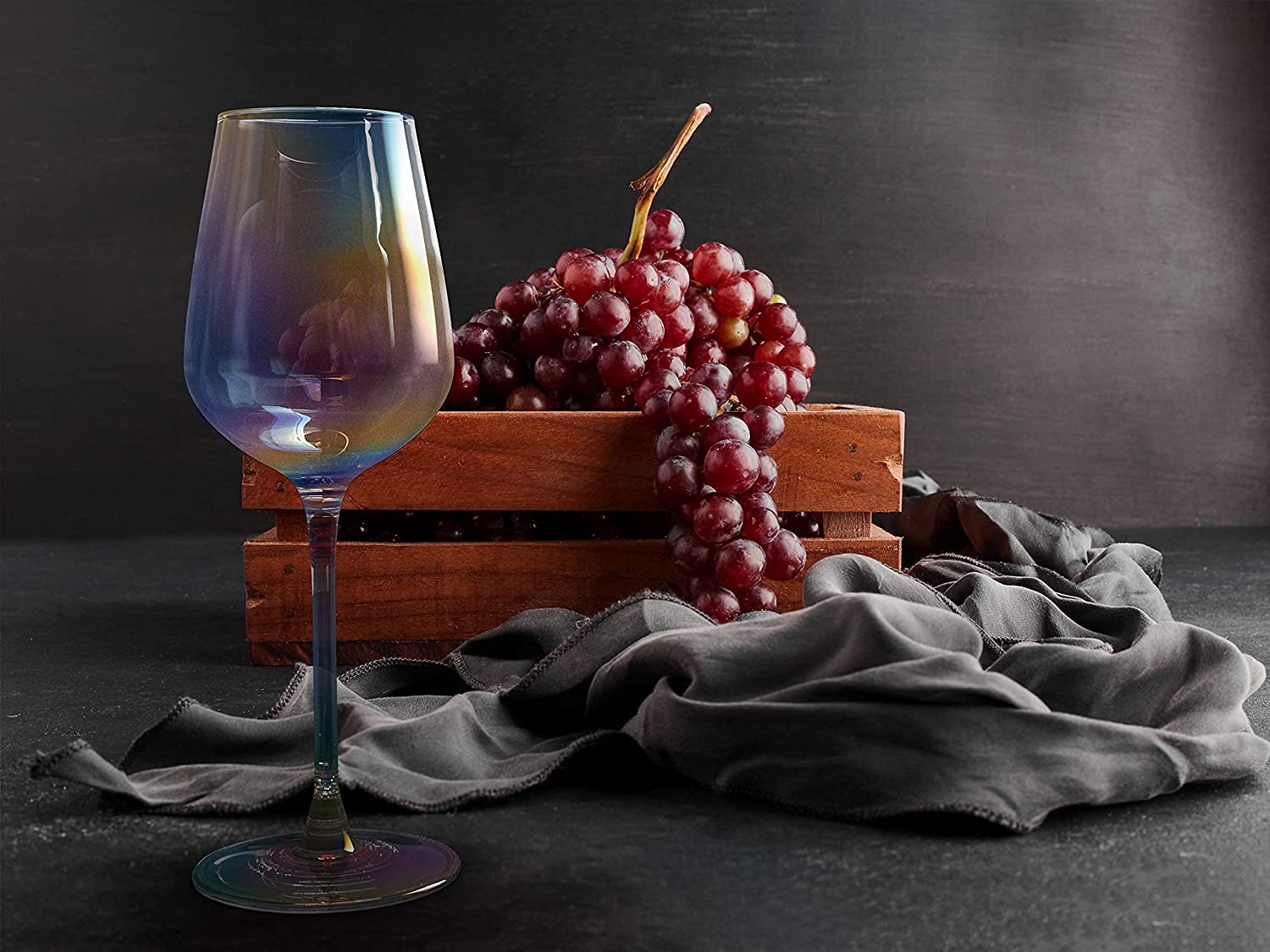 Iridescent Luster Large Radiance Wine Glasses - White Pearl Whimsy - Keen Glass Solutions