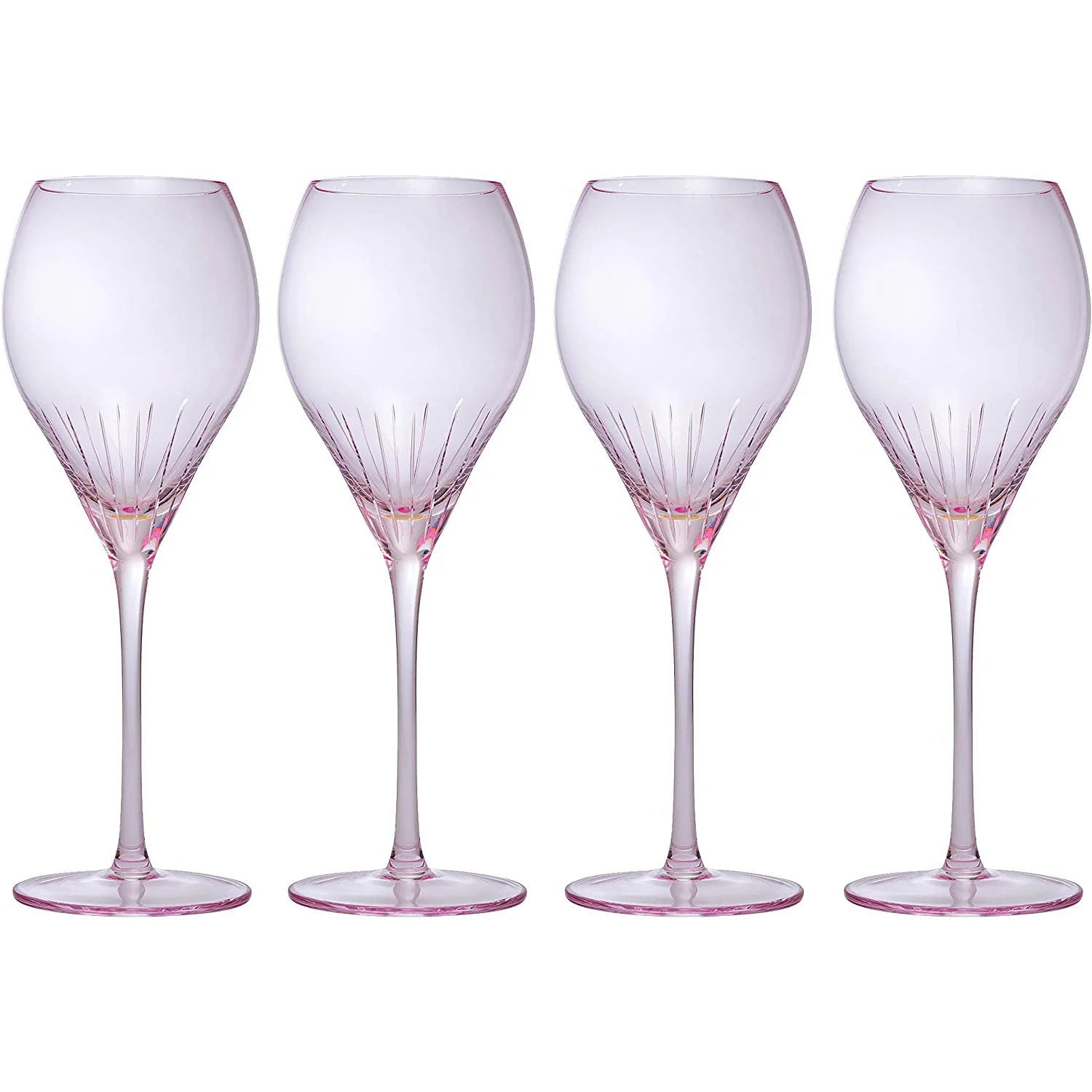 Paris Collection Crystal Pink Balloon Wine Glasses, 14 oz Set of 4 - Keen Glass Solutions