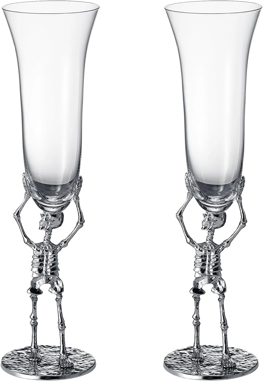 Stemmed Skeleton Champagne Flute Glass | Set of 2 | 7.5oz - Keen Glass Solutions