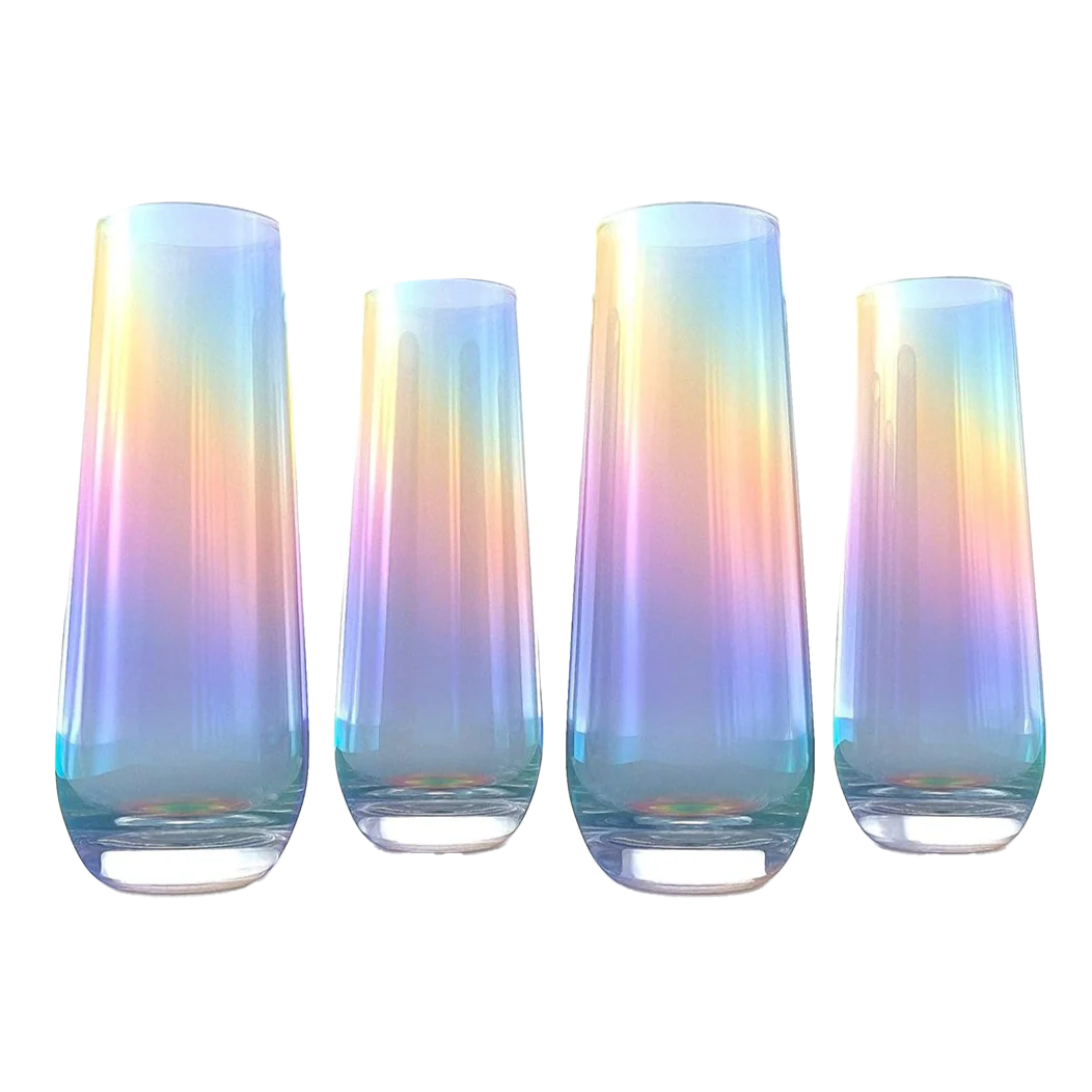 Iridescent Luster Pearl Radiance Set of 4 Wine Glasses 10oz - Keen Glass Solutions
