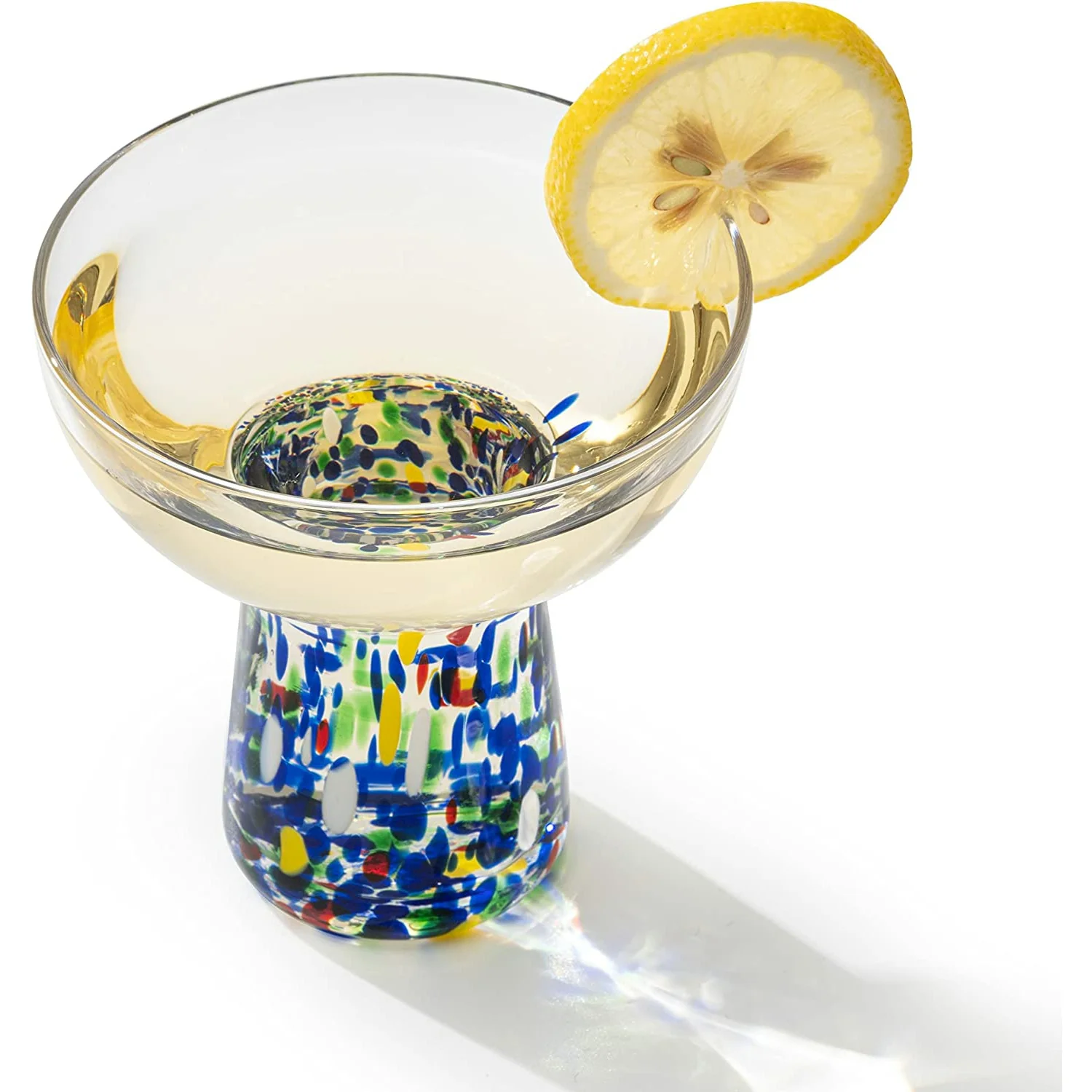 Stemless Margarita Glass – Set of 4 - Luxury Hand Blown Confetti Margaritas - Keen Glass Solutions
