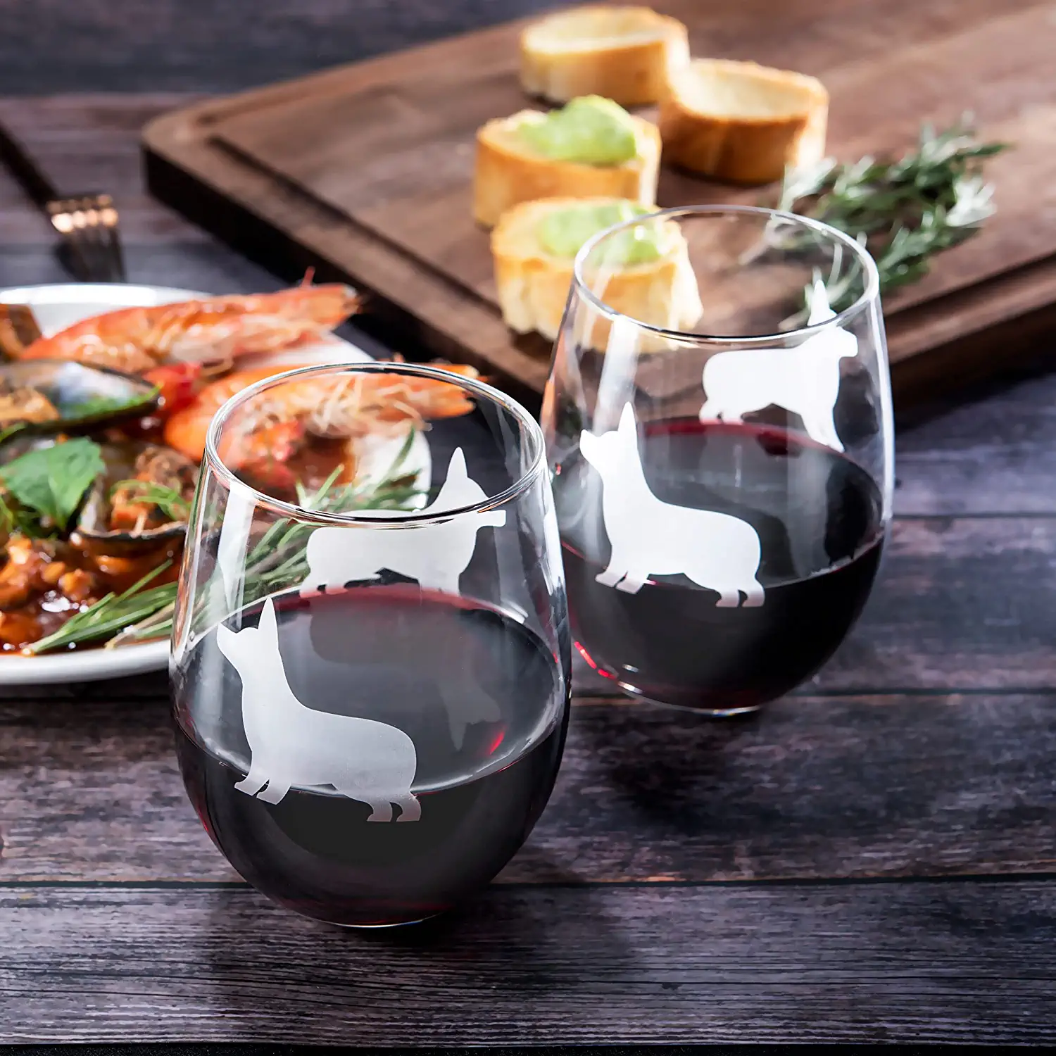 Stemless Wine Glasses Set of 2 (Corgi) - Keen Glass Solutions