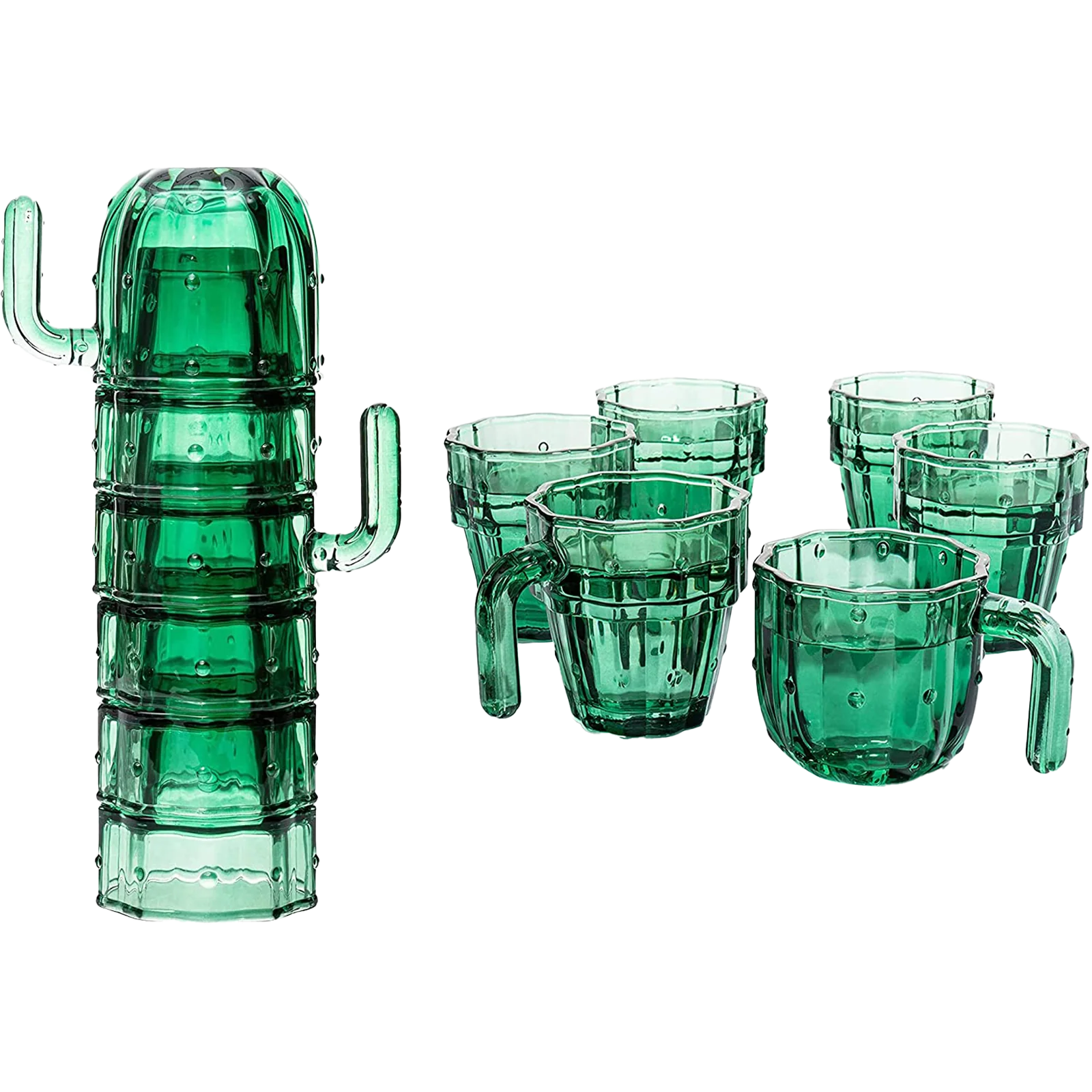 Cactus Stackable Glasses, Set of 6-10 oz - Keen Glass Solutions