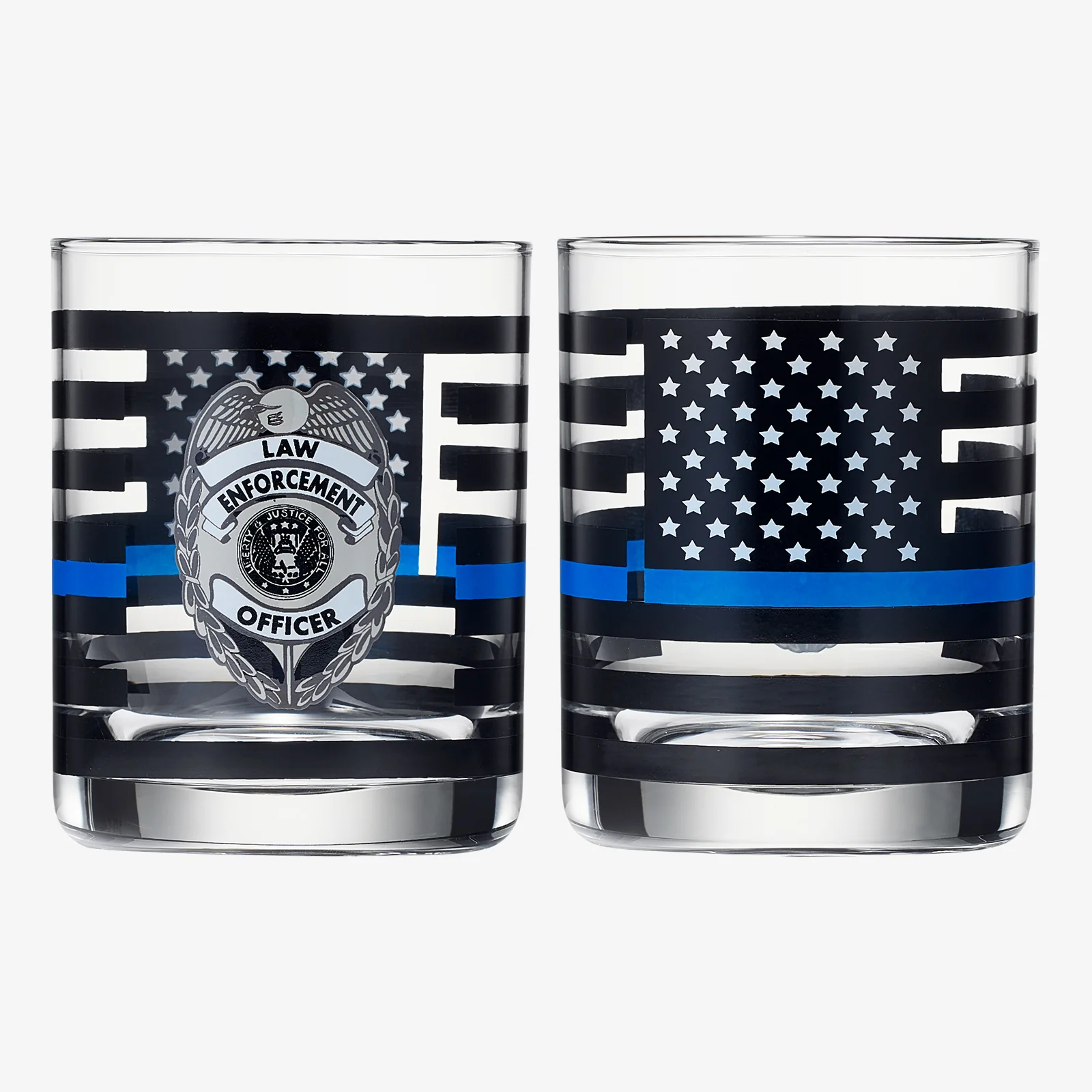 Police Whiskey Glasses | Set of 2 | 12 OZ - Keen Glass Solutions