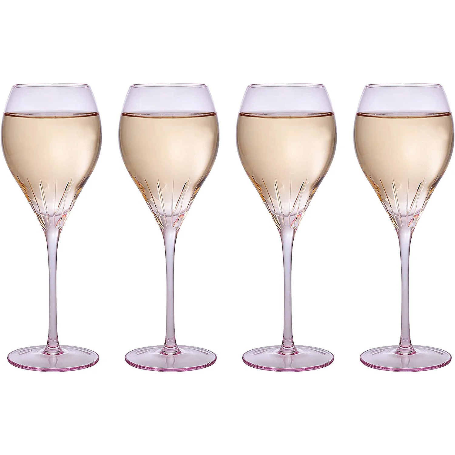 Paris Collection Crystal Pink Balloon Wine Glasses, 14 oz Set of 4 - Keen Glass Solutions