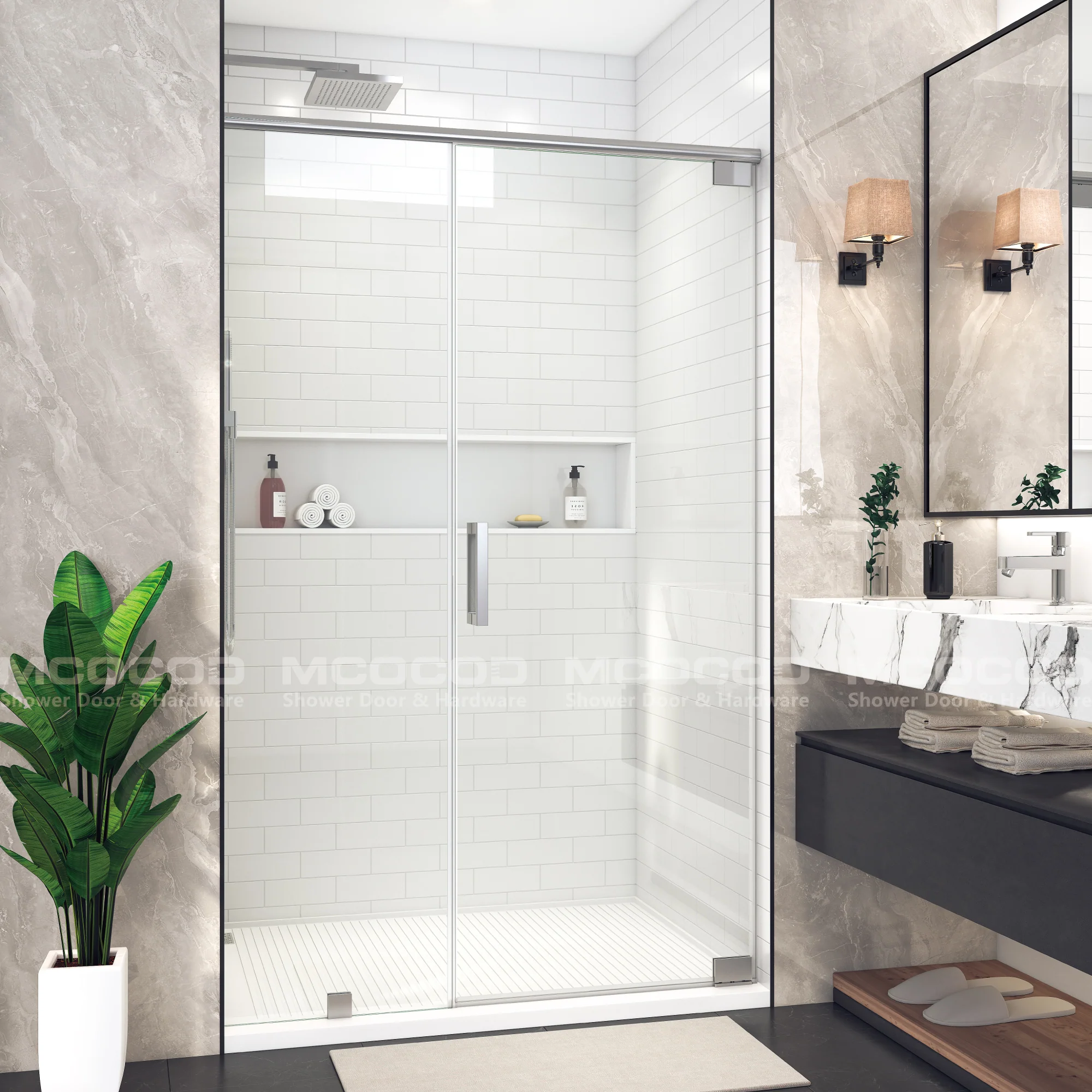 Customize Framed Swing Shower Door - P08L-01 - Keen Glass Solutions