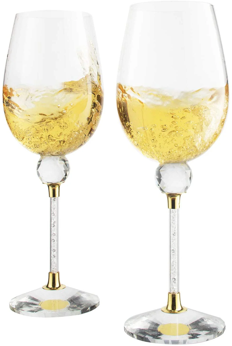Rhinestone DIAMOND Studded Wine Glasses 16 Ounces Set - Keen Glass Solutions