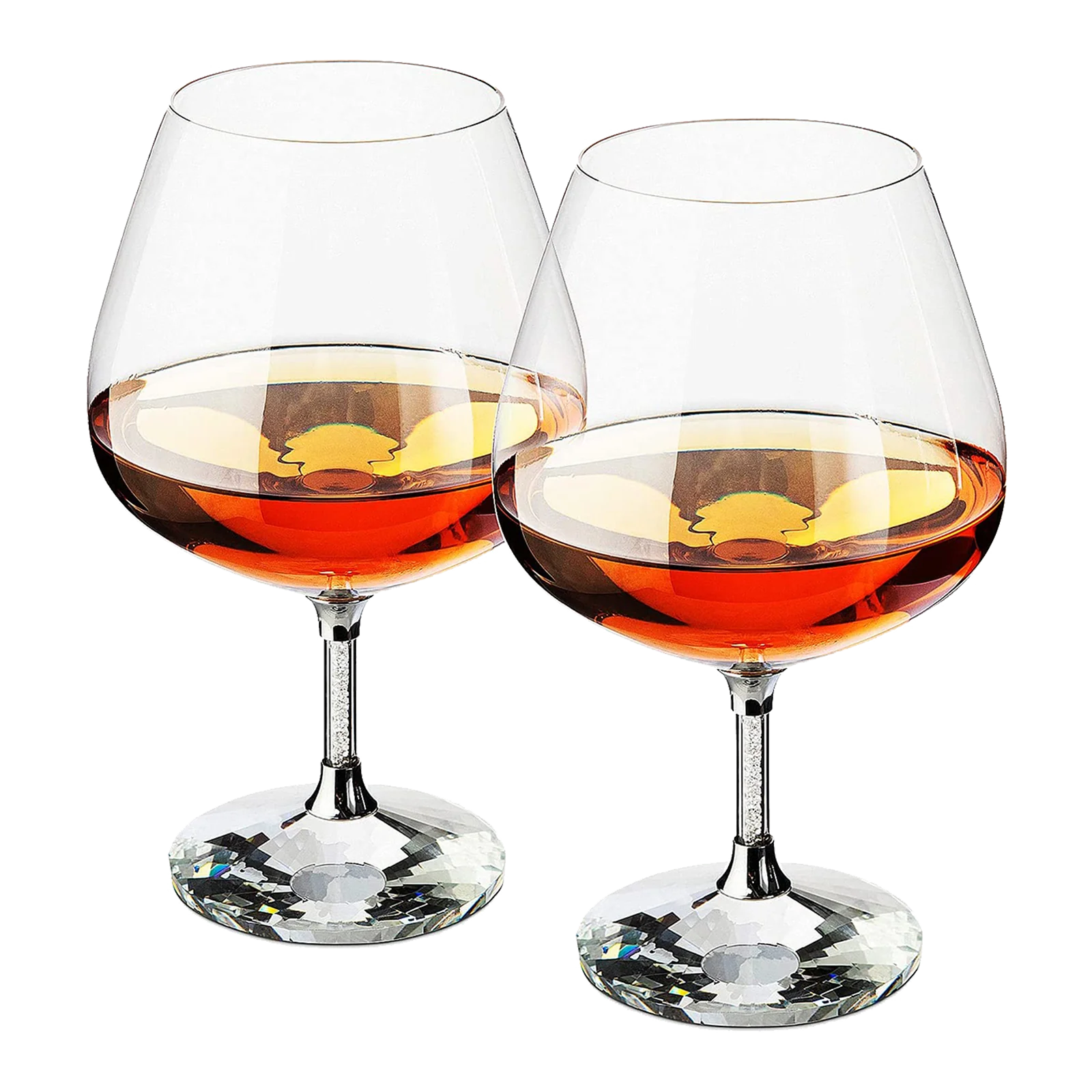 Diamond Brandy Snifters Whiskey Glasses Set of 2 - Keen Glass Solutions
