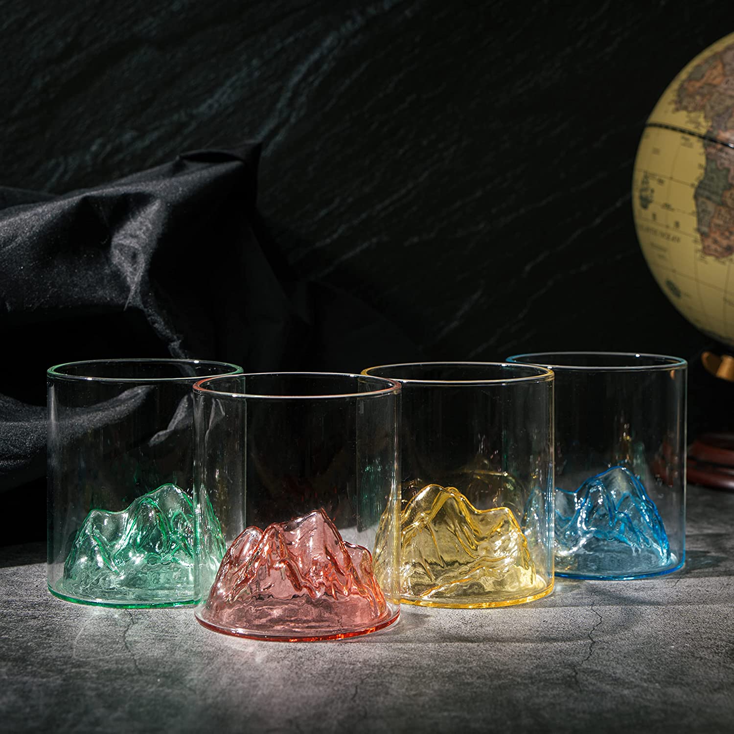 Colorful Multicolor Mountain Glasses 11.5oz Set of 4 - Keen Glass Solutions