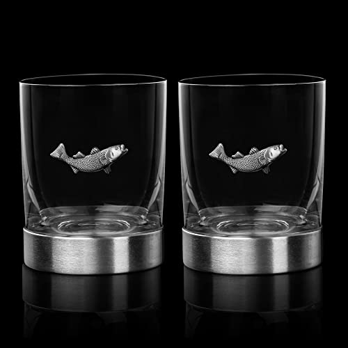 Fish Whiskey, Wine & Water Glasses Set of 2 - Keen Glass Solutions