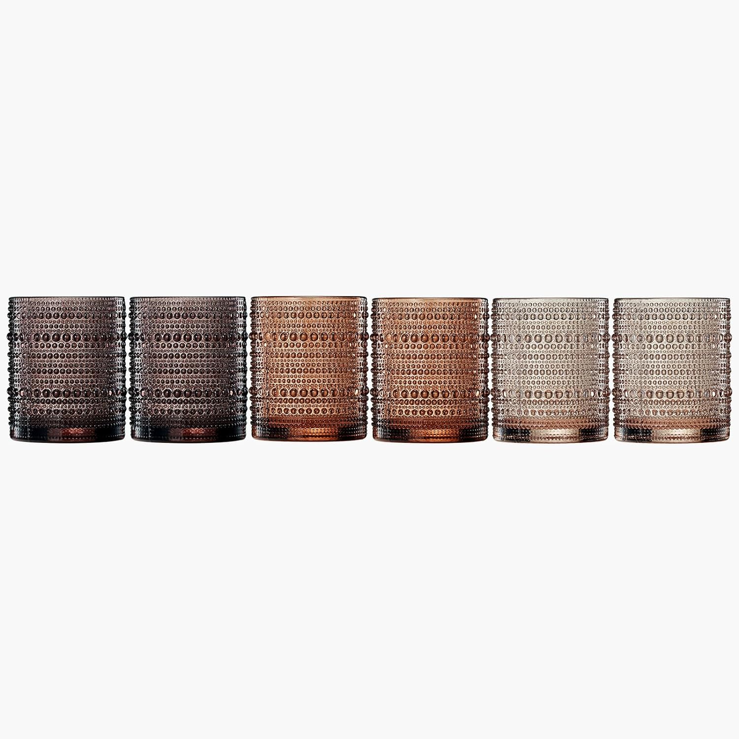Hobnail Drinking Glasses, Venus Colors Beaded Tumbler | Set of 6 - Keen Glass Solutions