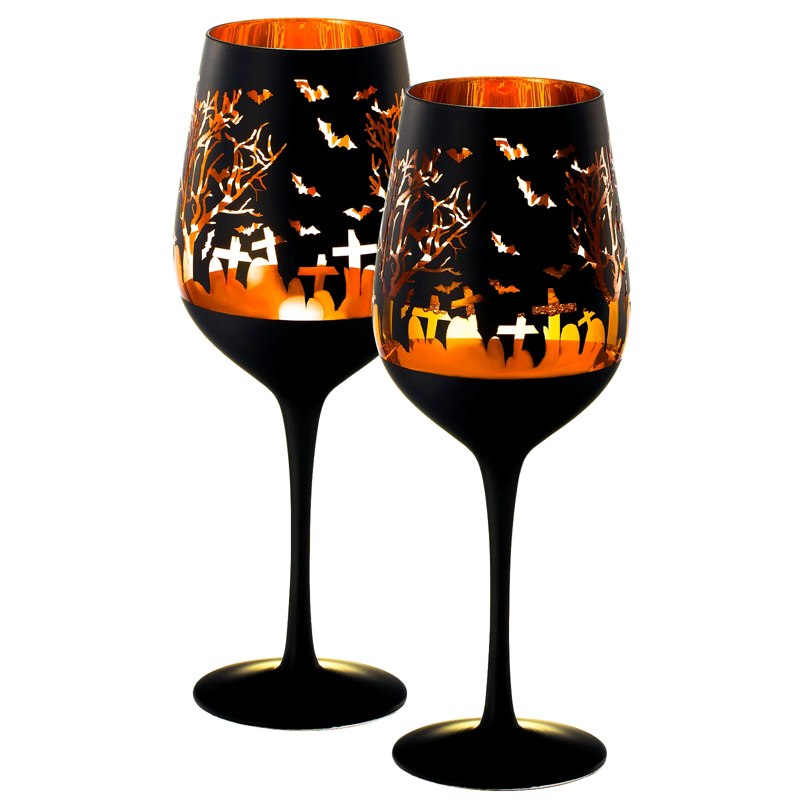 Crystal Halloween Stemmed Wine Glasses - Set of 2 - Keen Glass Solutions