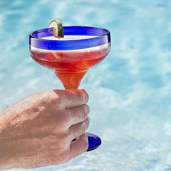 Mexican Hand Blown Glass – Set of 4 Large 16oz - Keen Glass Solutions