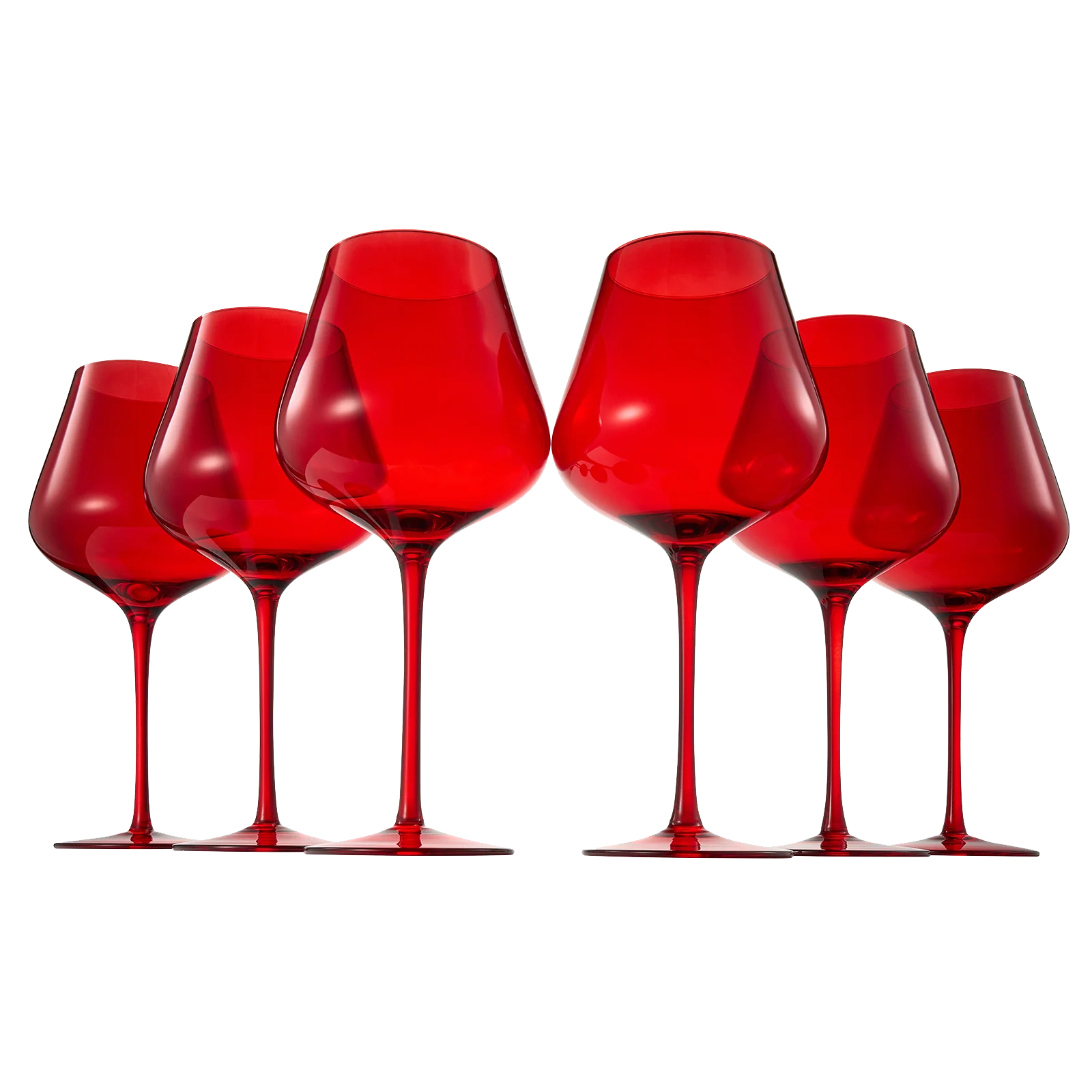 Colored Crystal Wine Glass Set of 6 - Large 20 oz Glasses (Bright Red) - Keen Glass Solutions