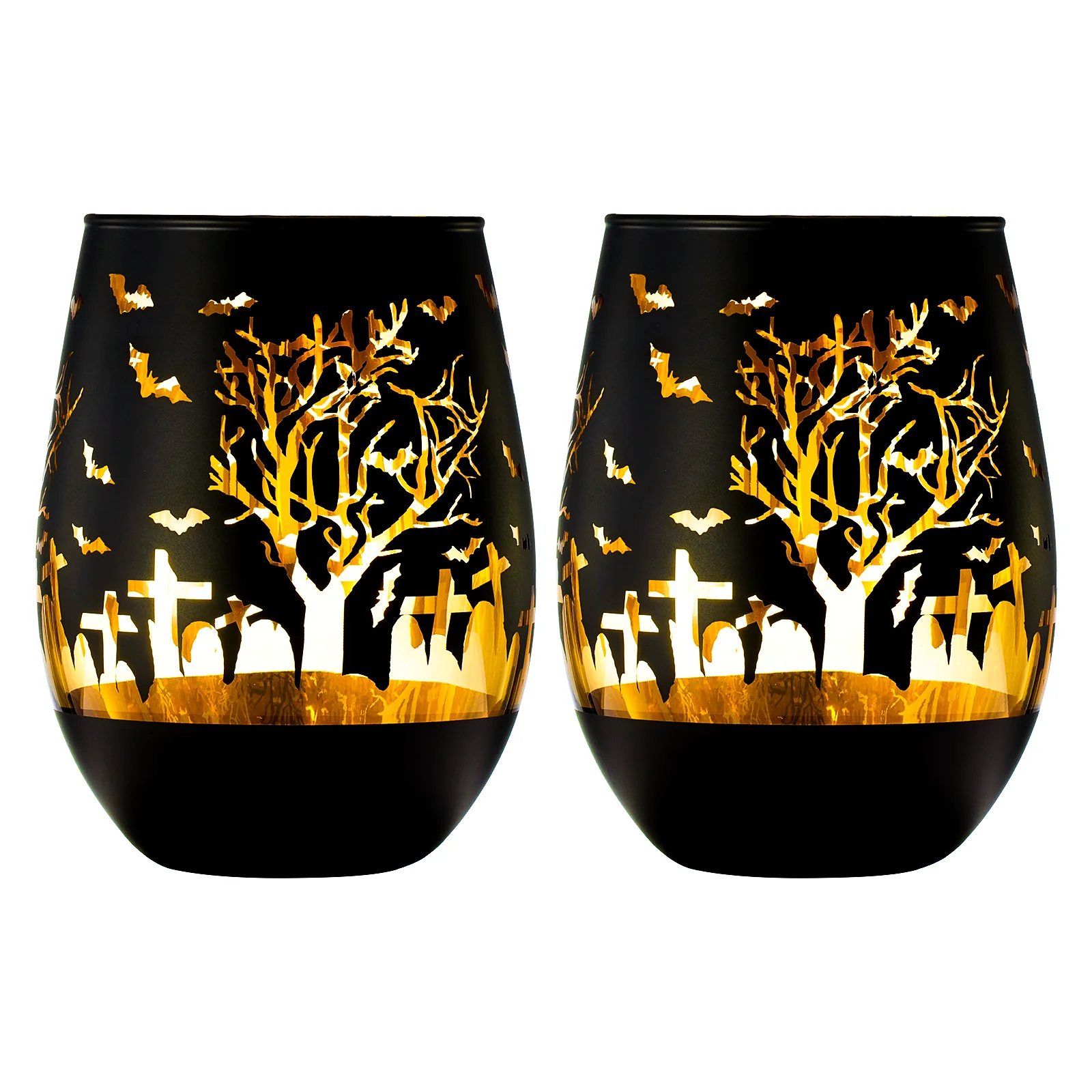 Crystal Halloween Stemless Wine Glass - Set of 2 - Keen Glass Solutions