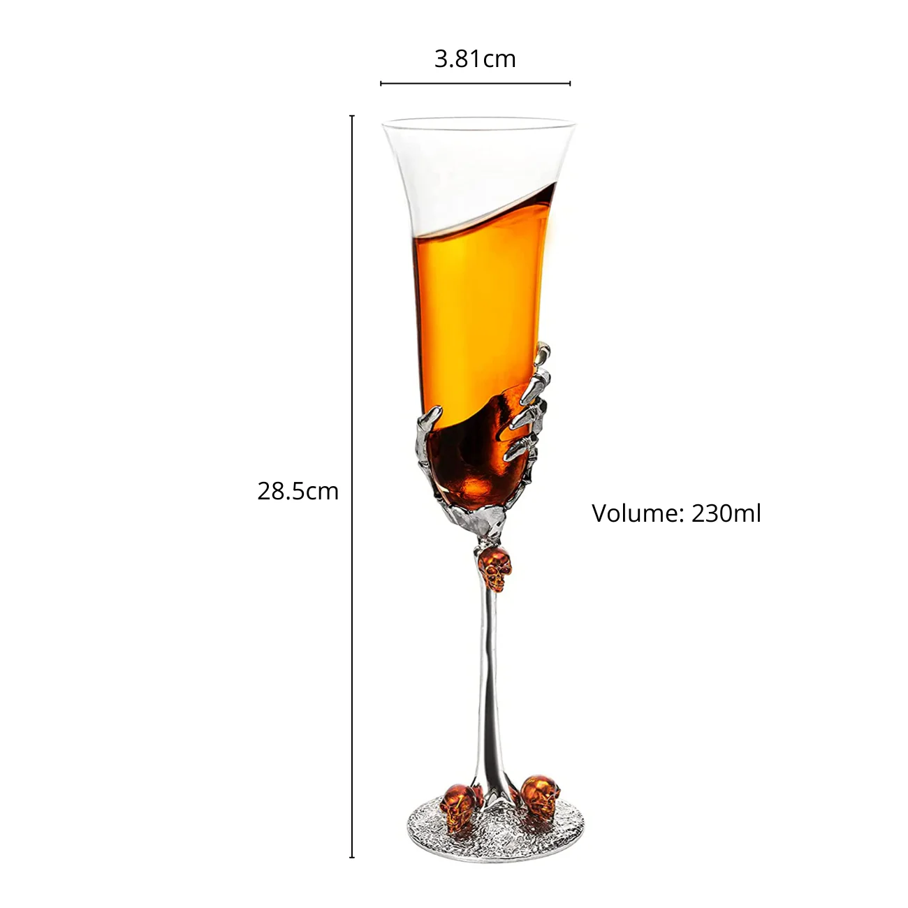 Stemmed Skeleton Champagne Glasses Set of 2 - Keen Glass Solutions
