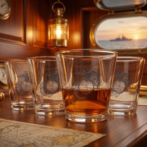 Marine Whiskey & Wine Glasses Set of 4 - Keen Glass Solutions