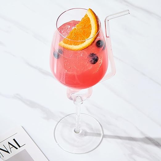 Straw Wine Glass, Spiral Vampire Wine Glass | 16oz - Keen Glass Solutions