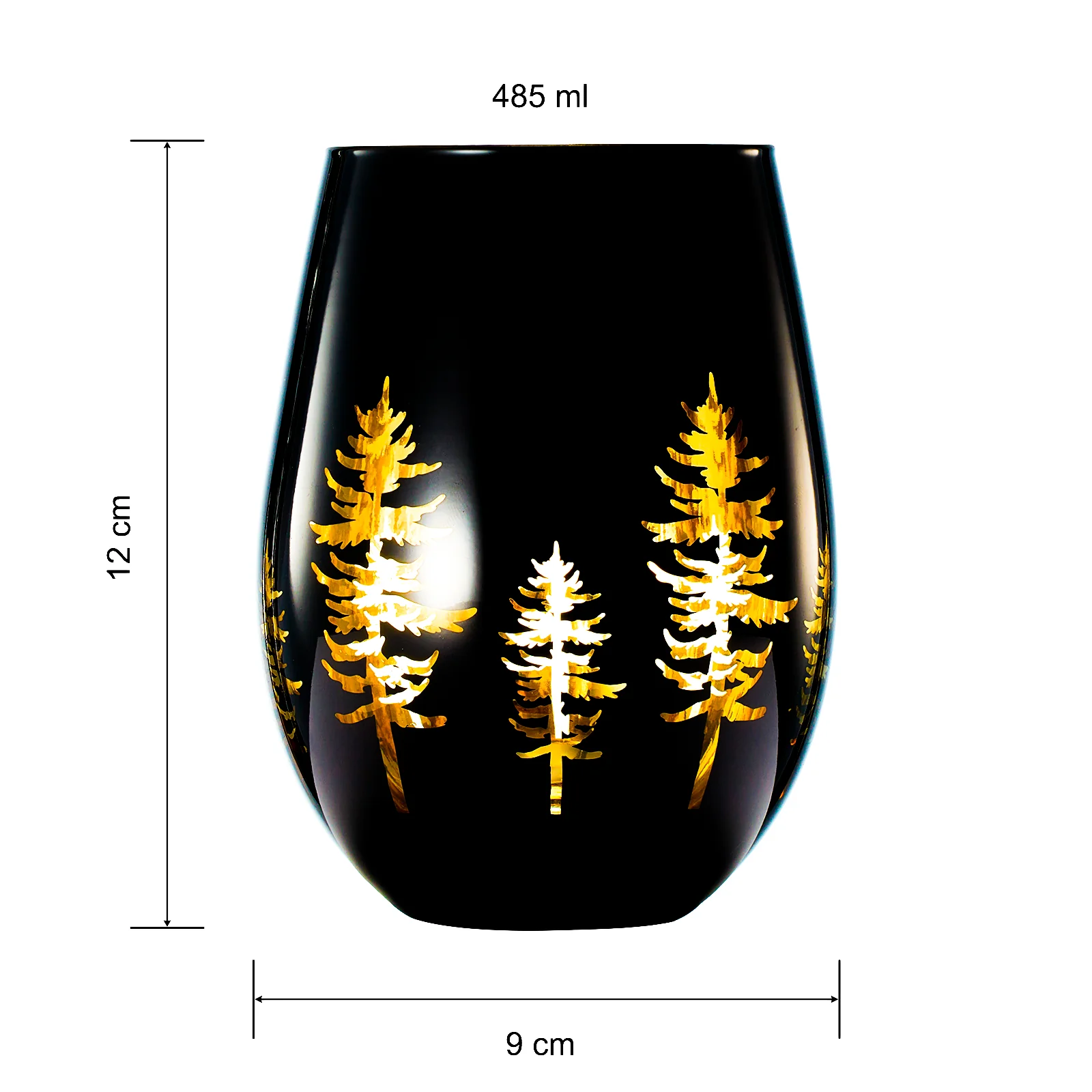 Crystal Holiday Winter Christmas Trees Black - Set of 2 - Keen Glass Solutions