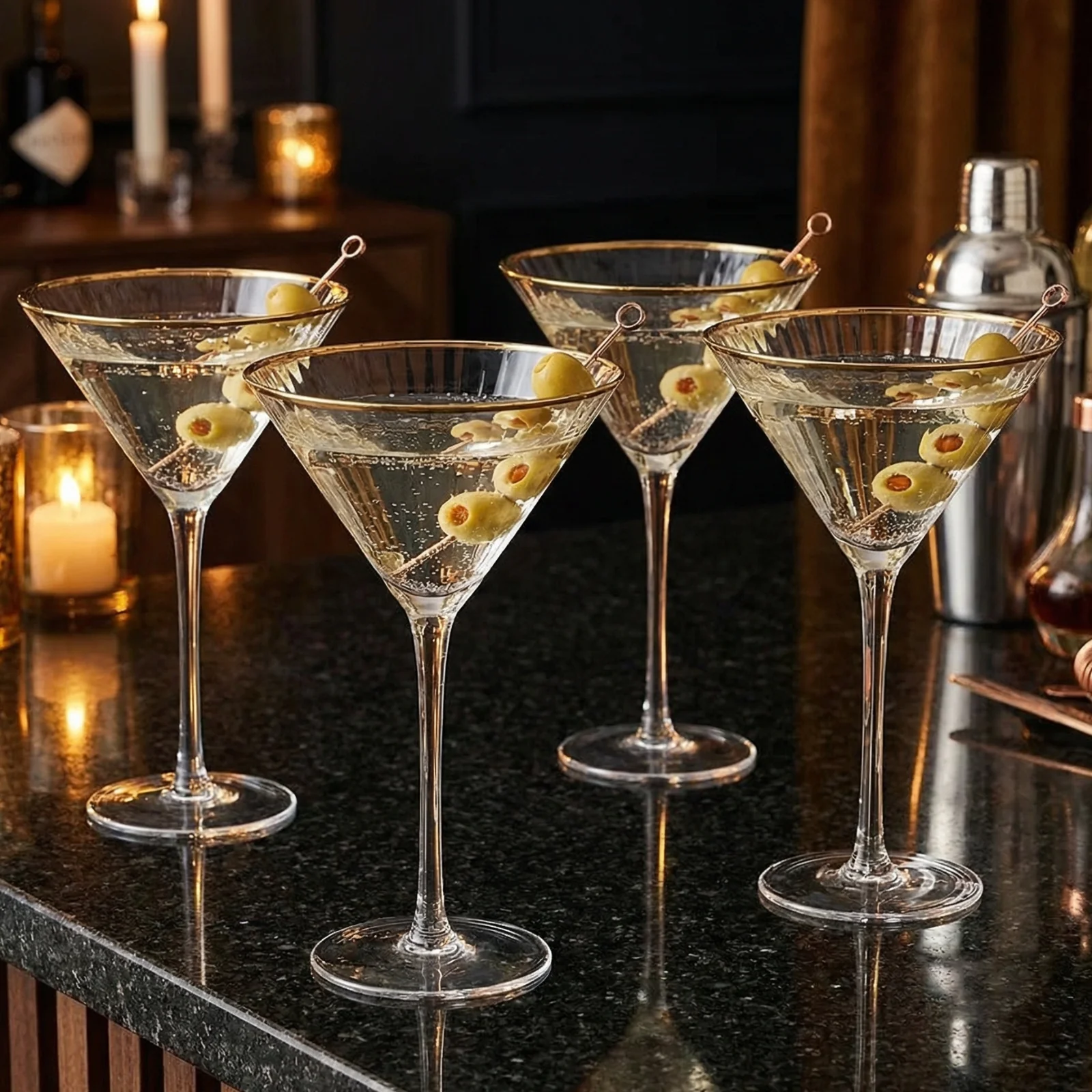 The Wine Savant Gold Rim Glasses 10 oz, Set of 4 Gold Rim Classic Manhattan Glasses - Keen Glass Solutions