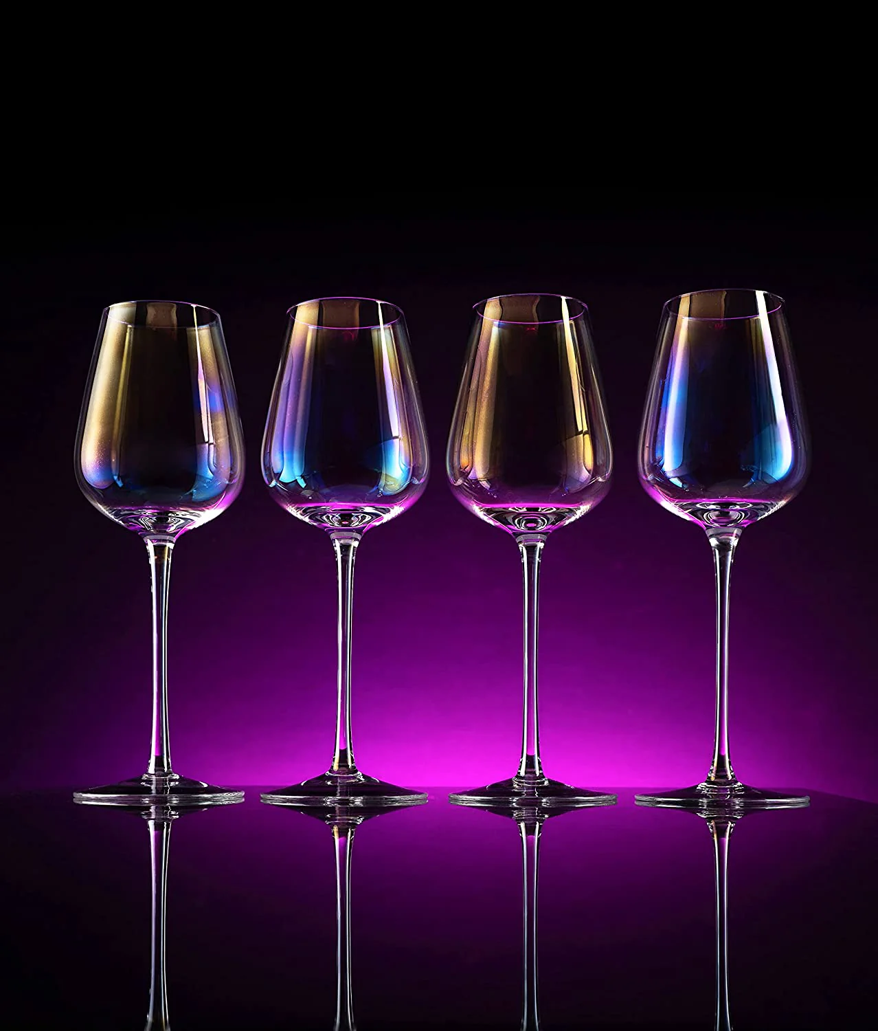 Iridescent Luster Large Radiance Wine Glasses - White Pearl Whimsy - Keen Glass Solutions