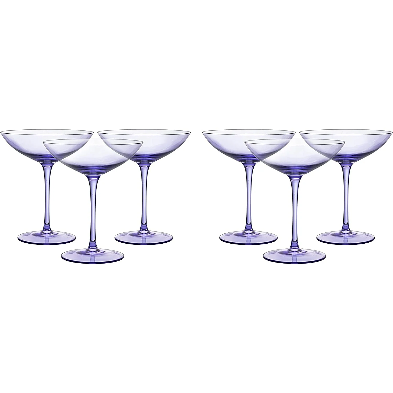 Lavender Champagne Coupes 12oz Set of 6 - Keen Glass Solutions