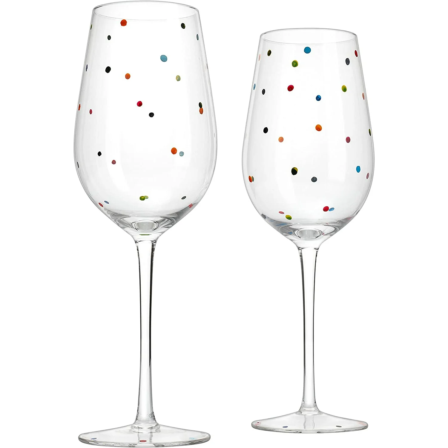 Polka Dot Stemmed Wine Glasses 16 Ounces Set of 2 - Keen Glass Solutions