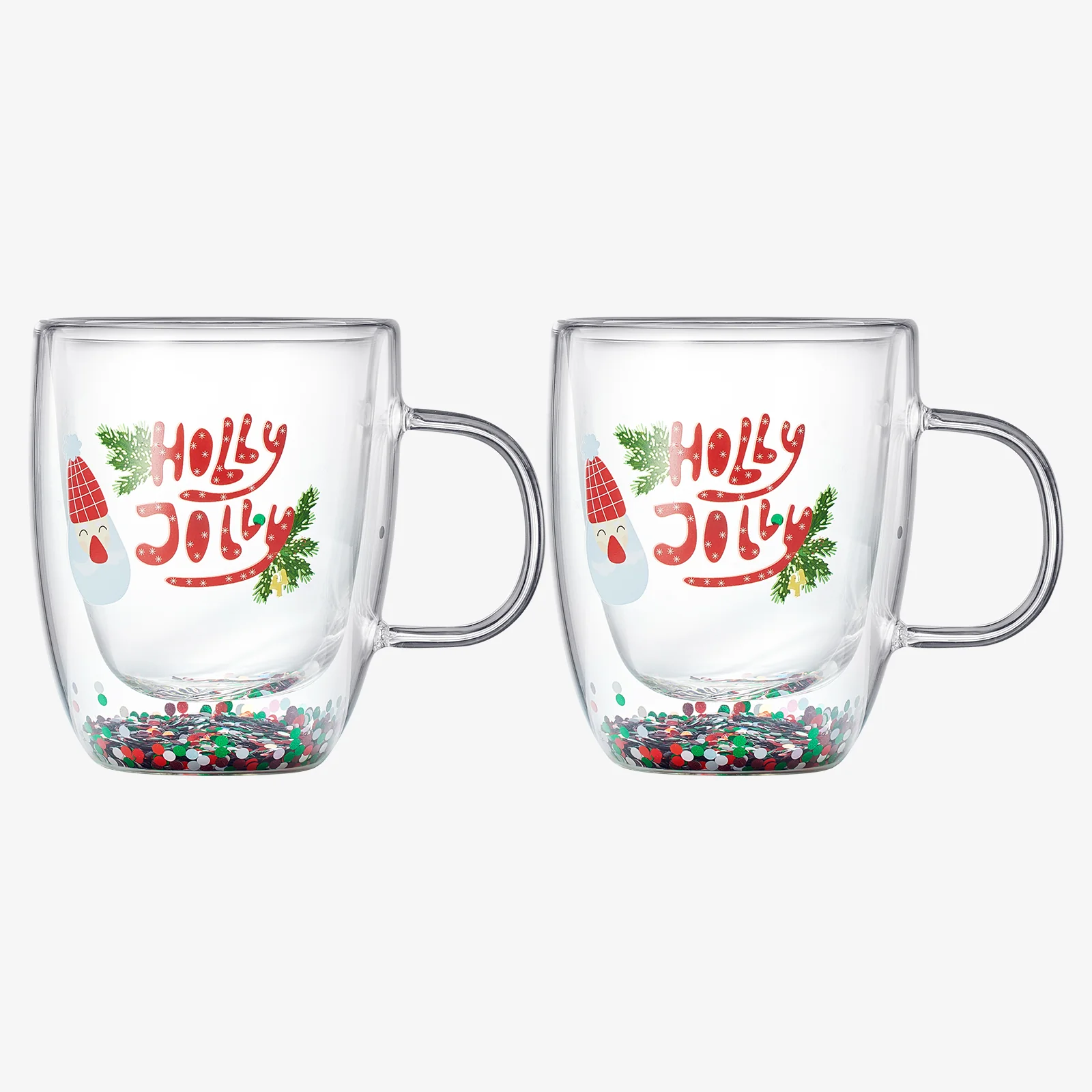 Christmas Glass Coffee Mug Set of 2 Mugs - Keen Glass Solutions