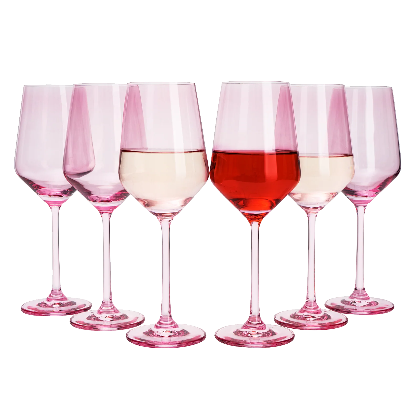 Colored Wine Glass Set,12 oz Glasses Set of 6 (Blush Pink) - Keen Glass Solutions