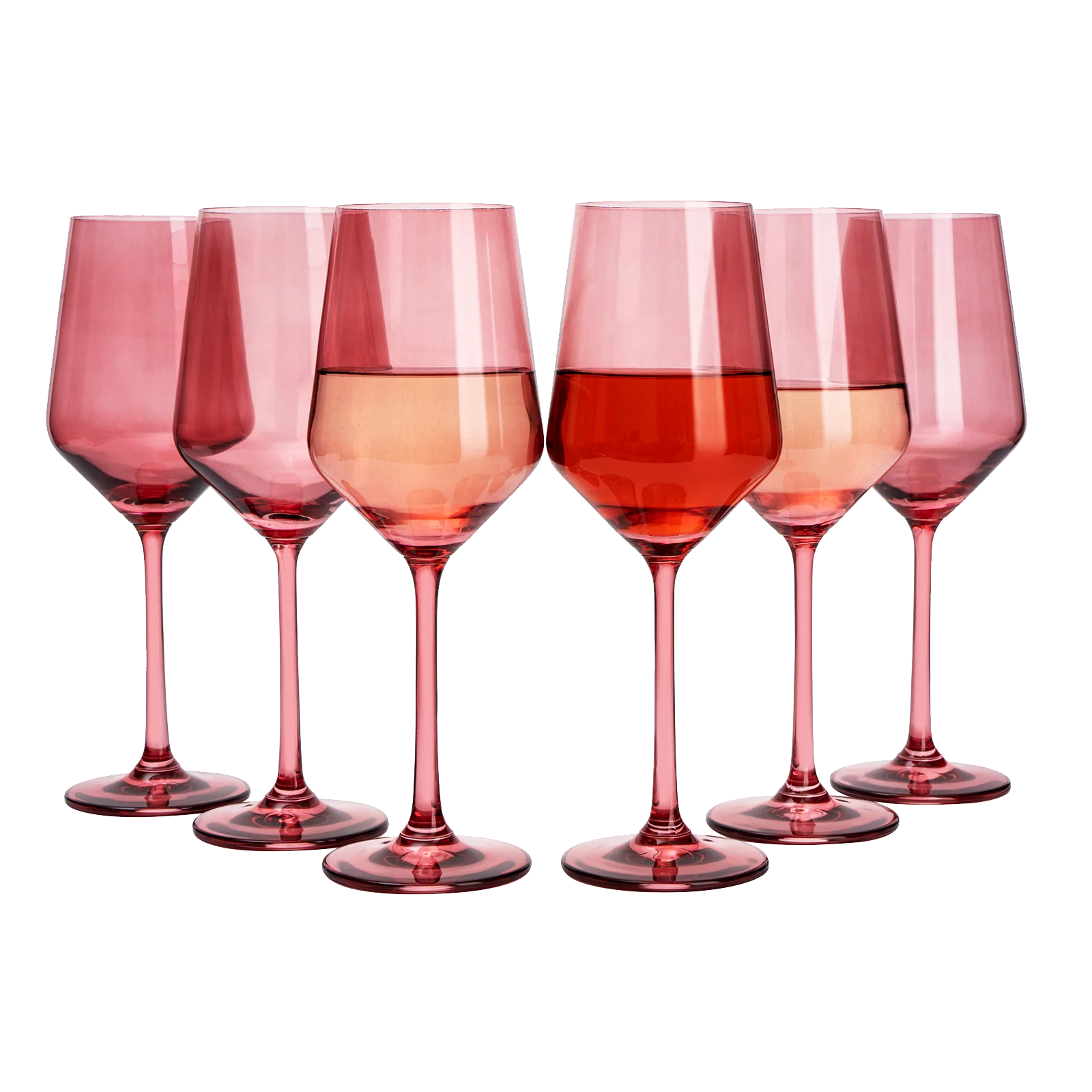 Set of 6 Colored Wine Glasses - 12 oz (Rose) - Keen Glass Solutions