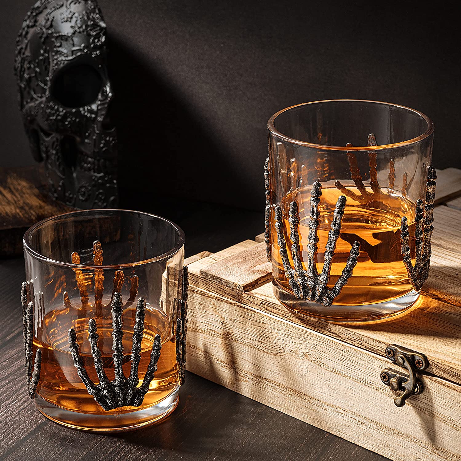 The Wine Savant Skeleton Hand Wine Glass Set of 2 - Keen Glass Solutions