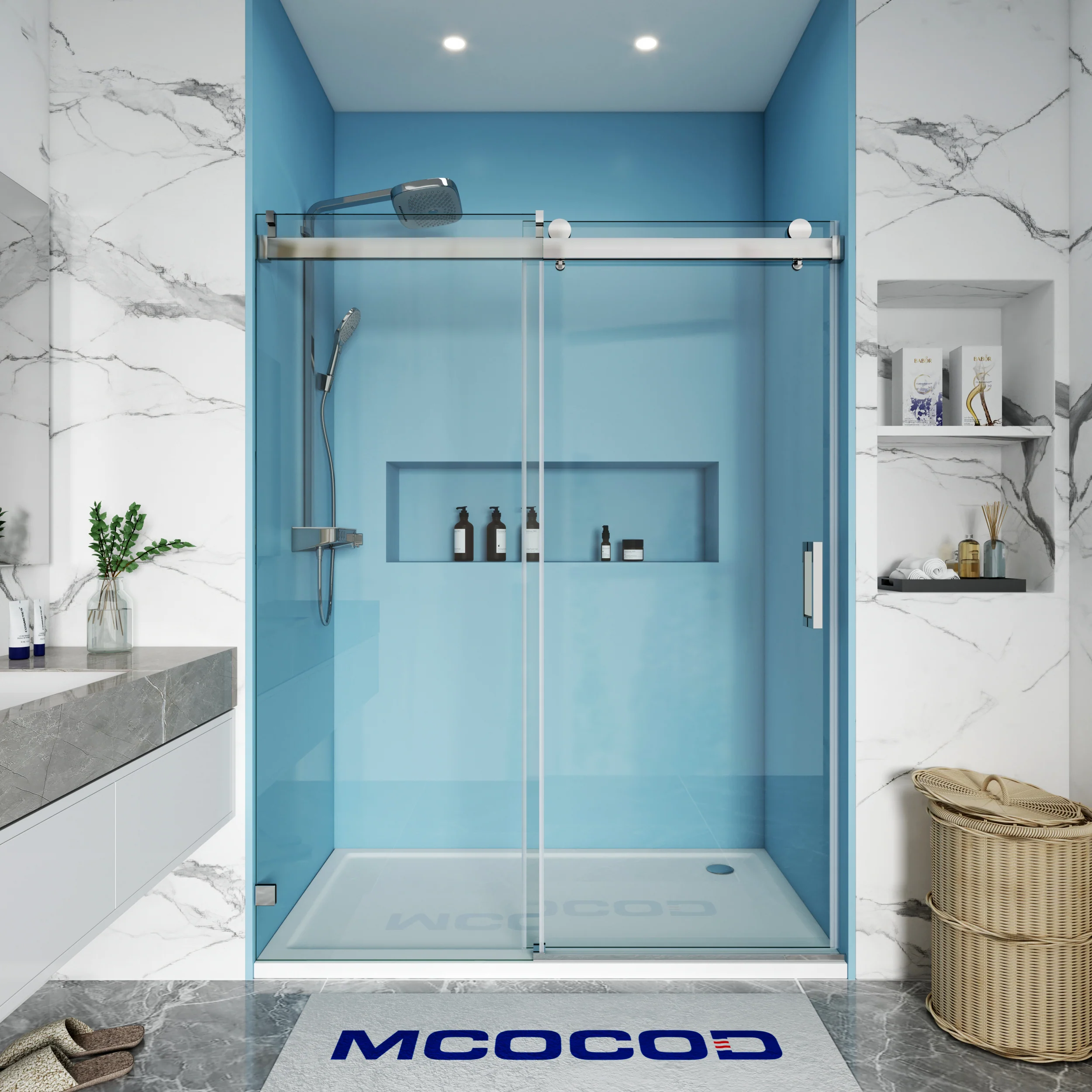 Soft-Closing Single Sliding Frameless Shower Door - SS08 - Keen Glass Solutions