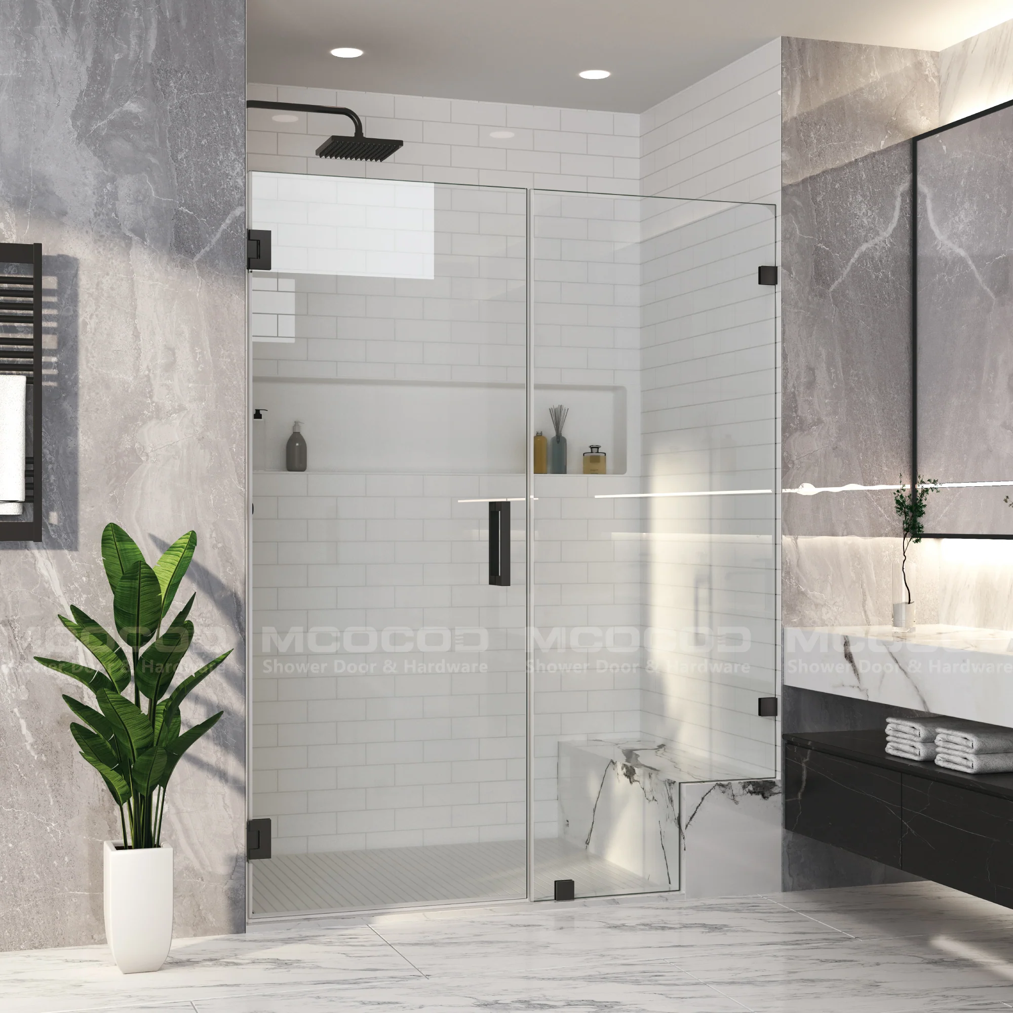 Customize Frameless Swing Shower Door - H06-03 - Keen Glass Solutions