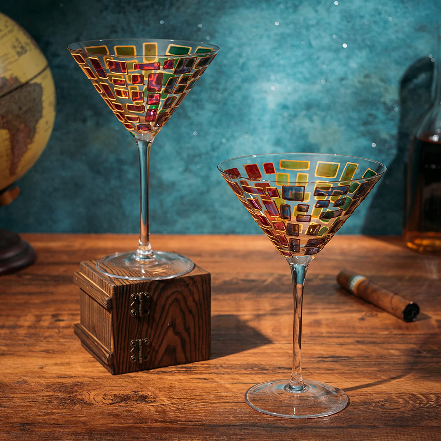 Renaissance Holiday Stained Glass Windows, (Martini Glasses) - Keen Glass Solutions