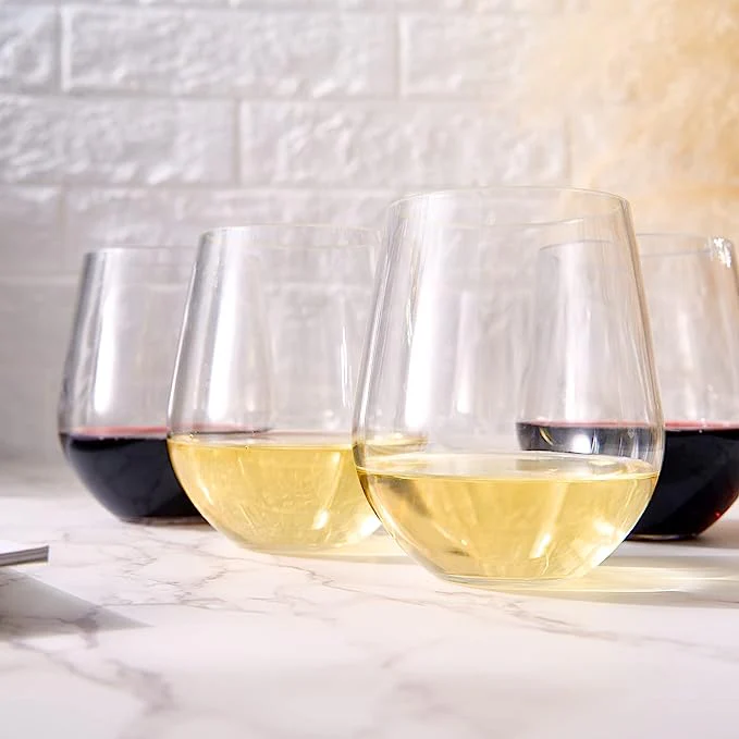 European Style Unbreakable Elegant Acrylic Stemless Wine Glasses 15 oz | Set of 6 - Keen Glass Solutions