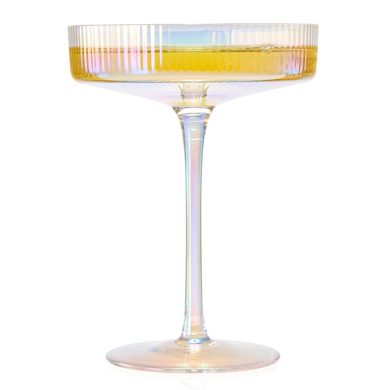 Ribbed Coupe Cocktail Glasses 8 oz | Set of 4 (Iridescent) - Keen Glass Solutions