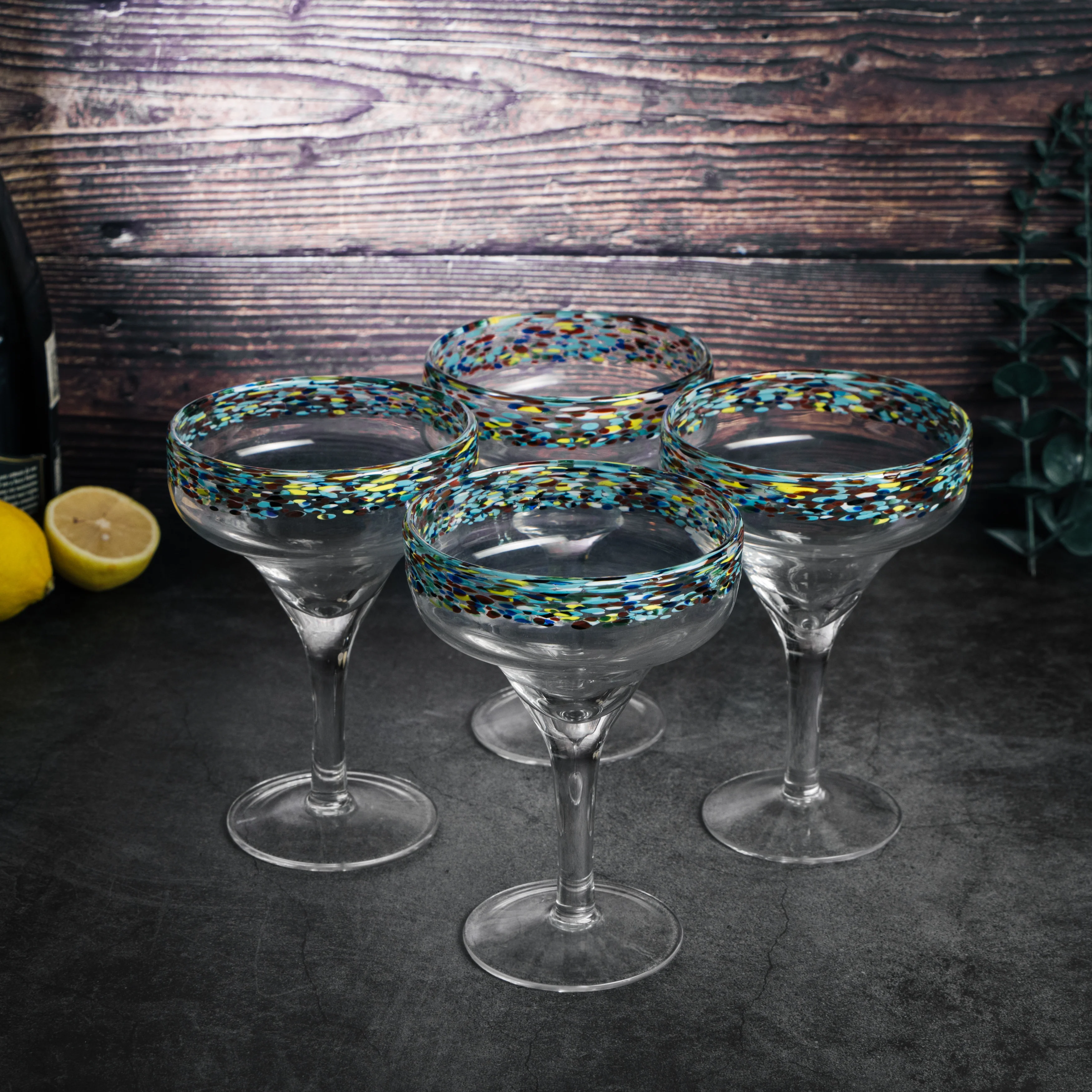 Mexican Margarita Hand Blown Glass - Set of 4 - Large 16oz - Keen Glass Solutions