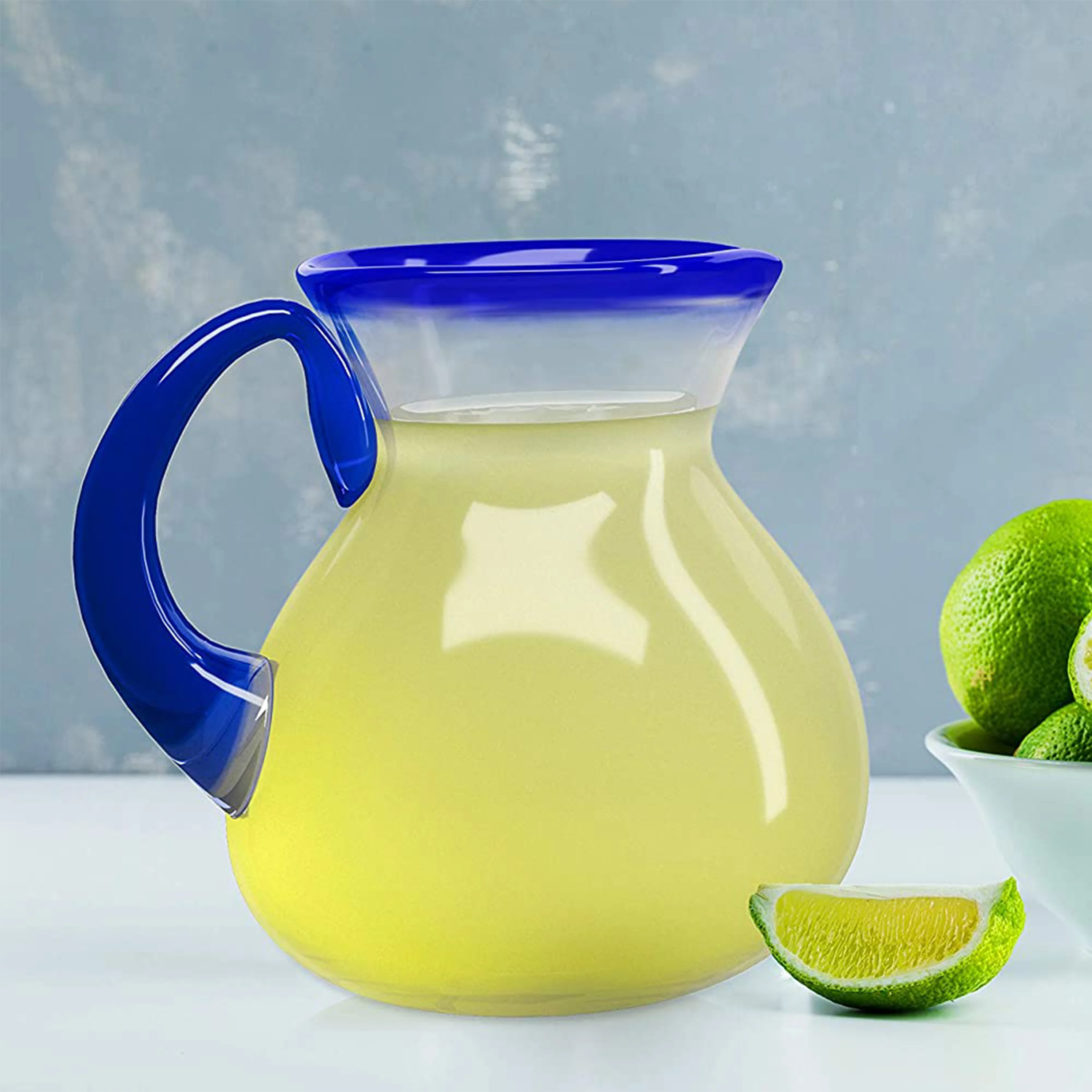 Hand Blown Blue Mexican Drinking Glasses and Pitcher – Set of 6 - Keen Glass Solutions
