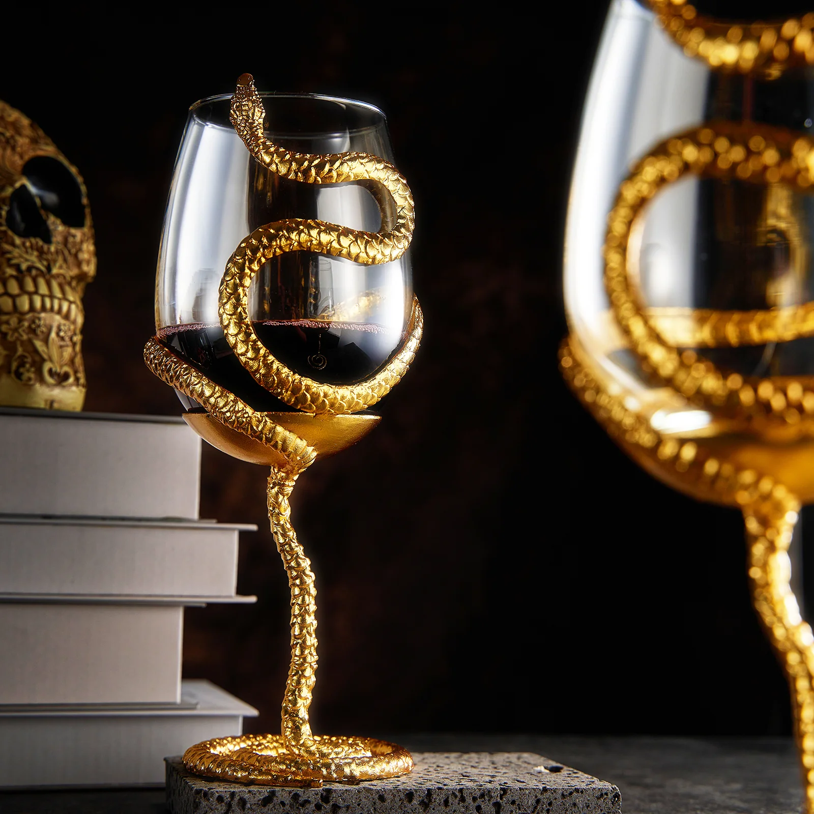Stemmed Snake Wine Glass | Set of 2 | 19oz Spooky Reptile Glasses 10