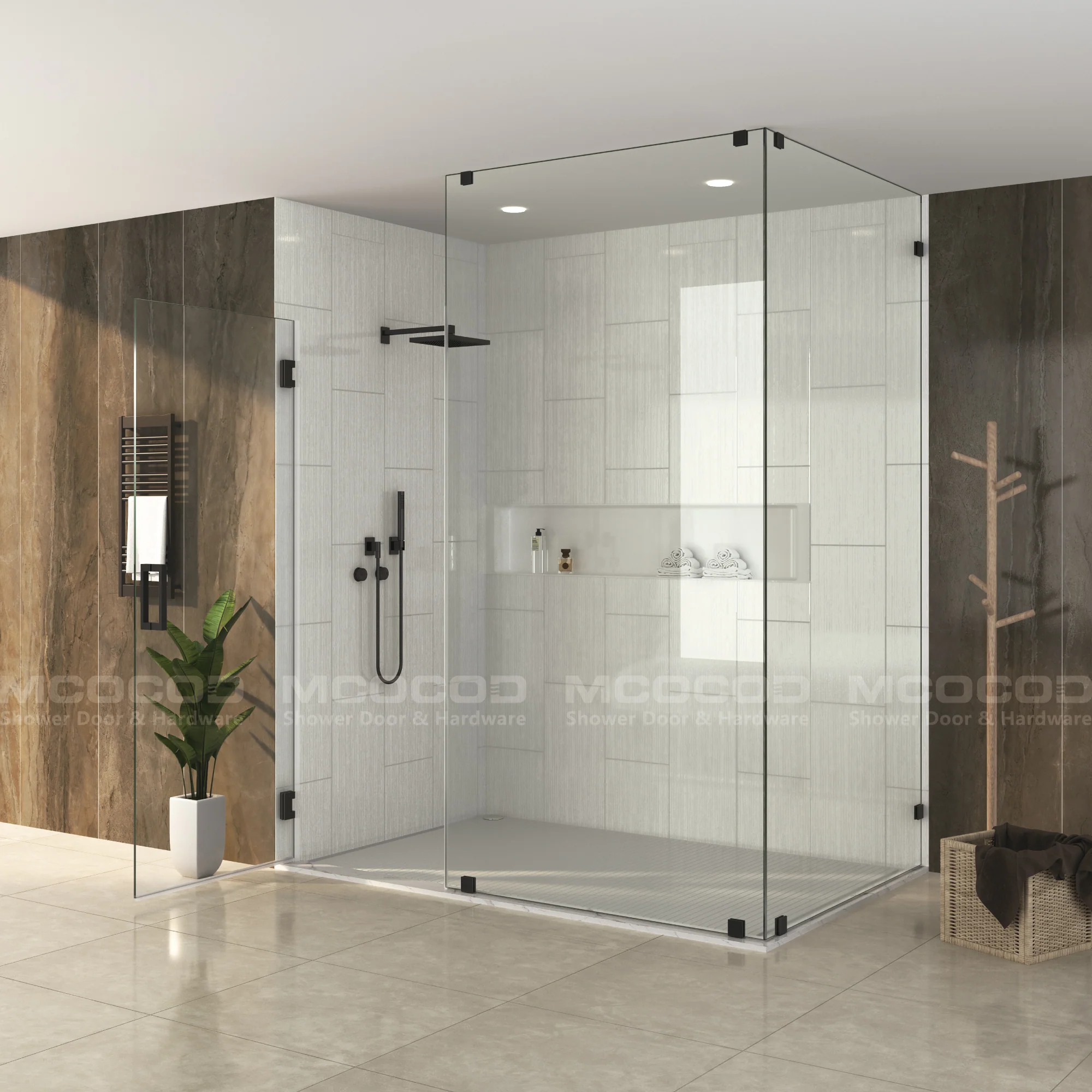 Customized Glass to Ceiling for Frameless Rectangle Shower - H06-06 - Keen Glass Solutions