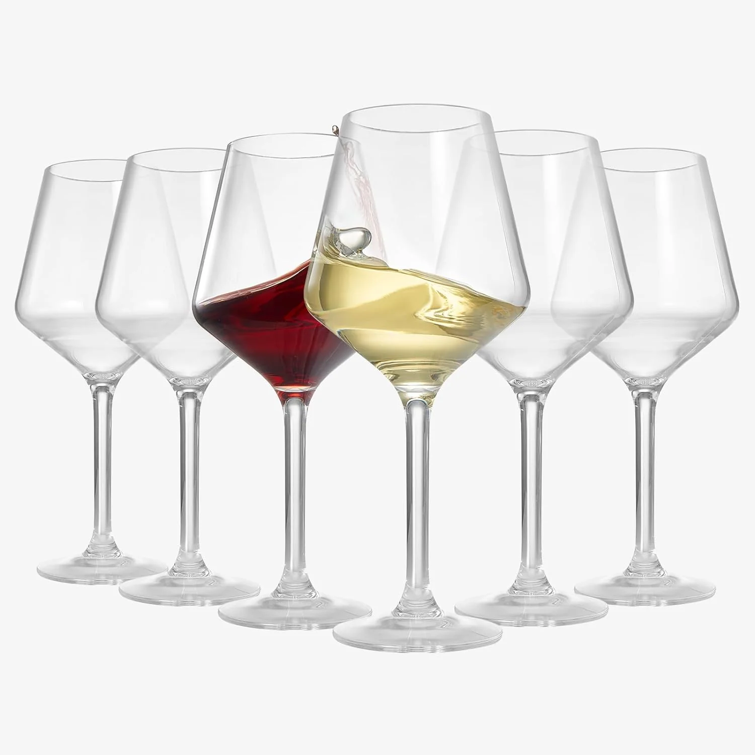 Unbreakable Stemmed Wine Glasses, Tritan Acrylic | Set of 6, (18oz) - Keen Glass Solutions