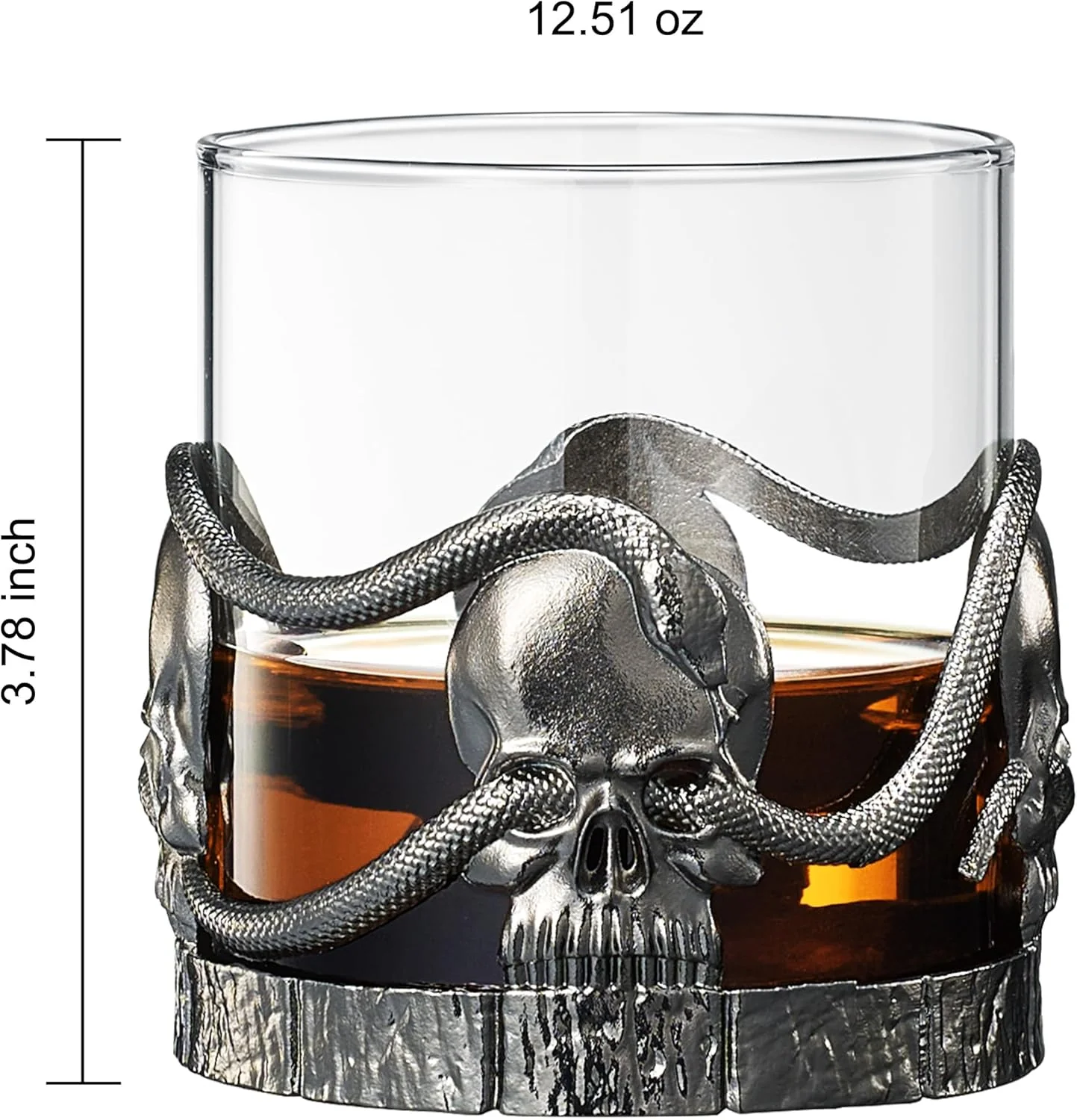 Skull & Snake Pewter Whiskey, Wine, Beer & Water Drinking Glass -12.5oz Set of 2 - Keen Glass Solutions