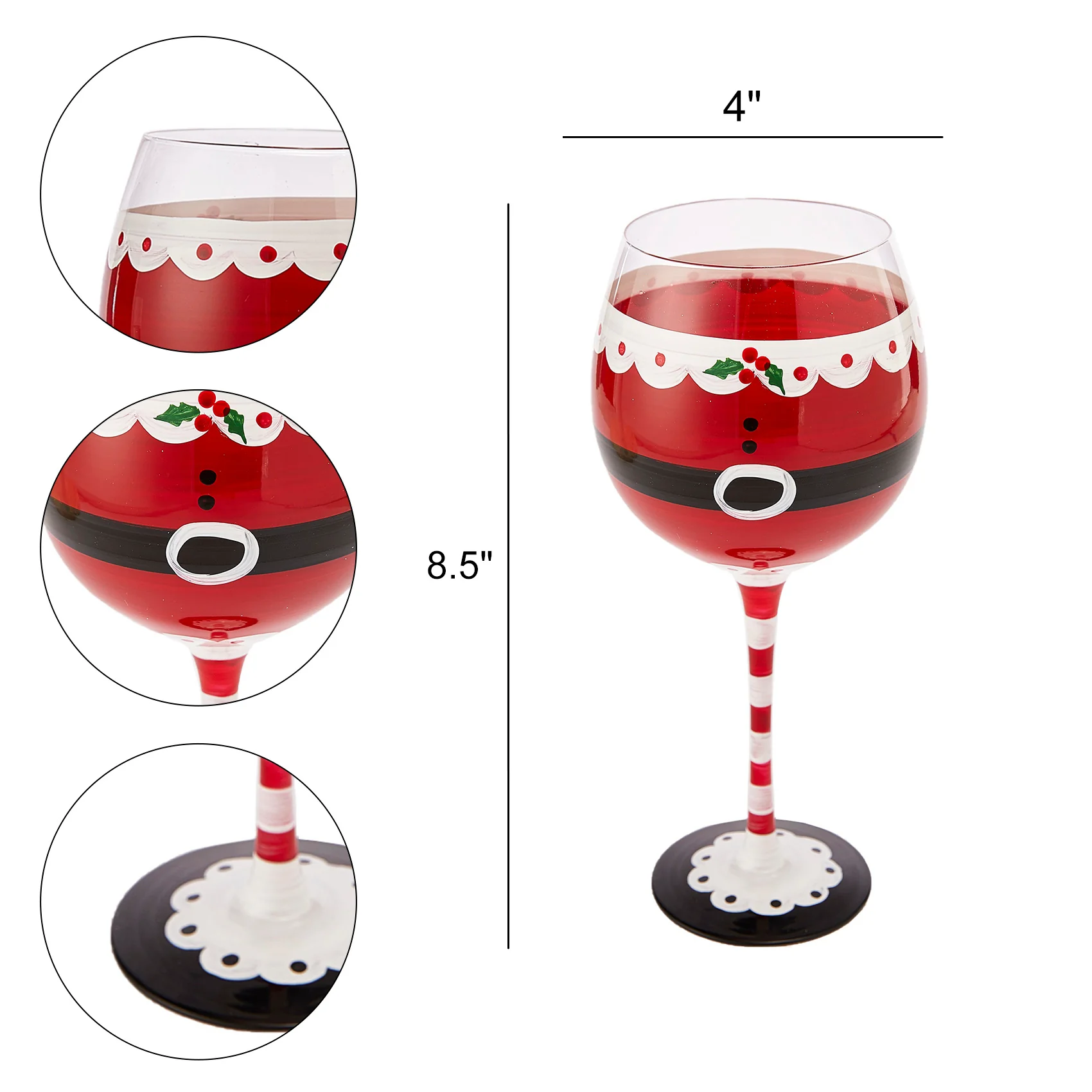 Santa's Elf Stemmed Wine & Water Glasses - Set of 2 - Keen Glass Solutions