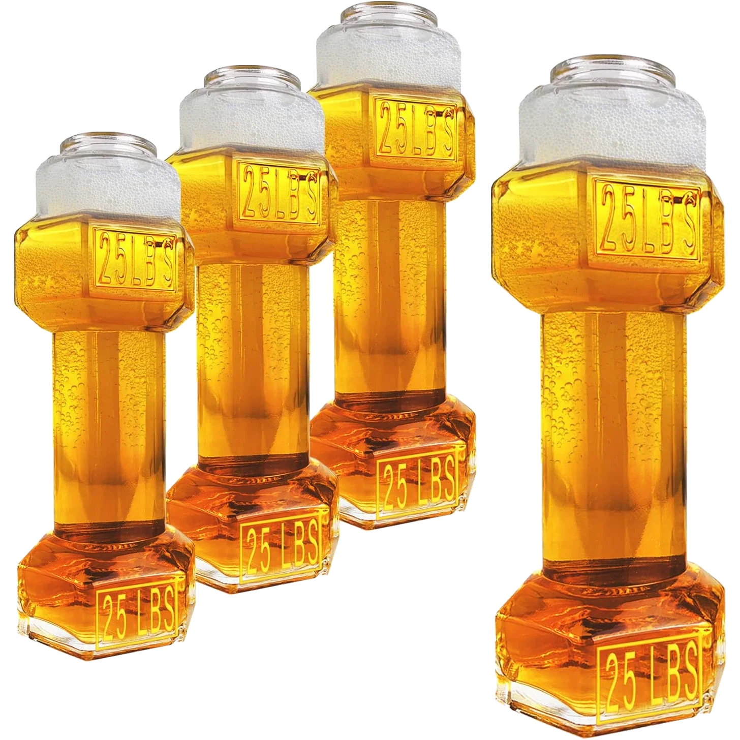 The Wine Savant Set of 4, Dumbbell Beer & Whiskey Glasses, 26oz Glass - Keen Glass Solutions
