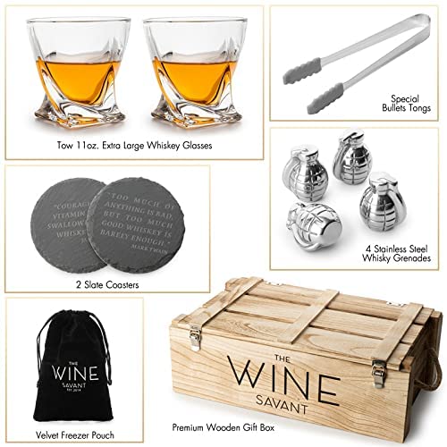 Whiskey Gift Box Set Grenade Whiskey Chillers - Keen Glass Solutions