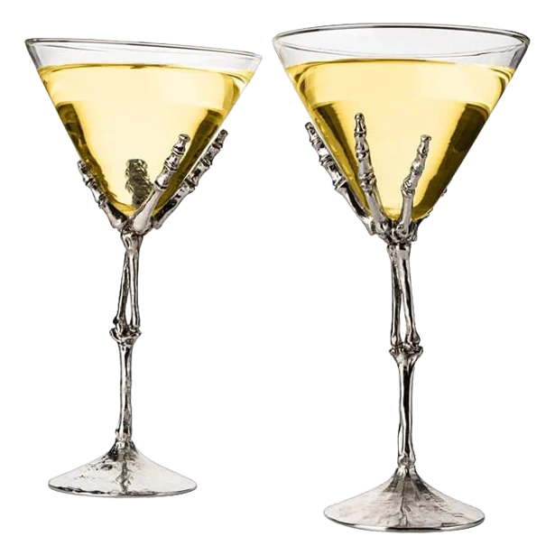 Stemmed Skeleton Martini Glasses Set of 2 - Keen Glass Solutions