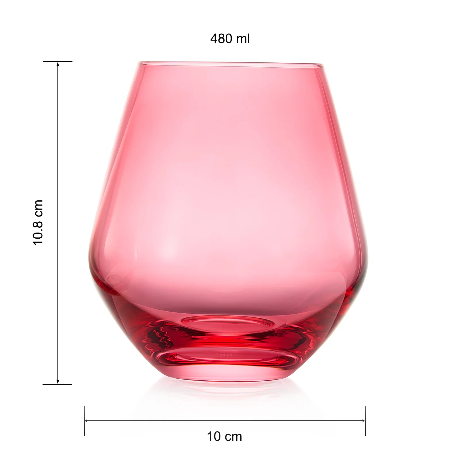 Coral & Fuchsia Colored Wine Glassware | Set of 2 | Large 16 oz Stemless Glasses - Keen Glass Solutions