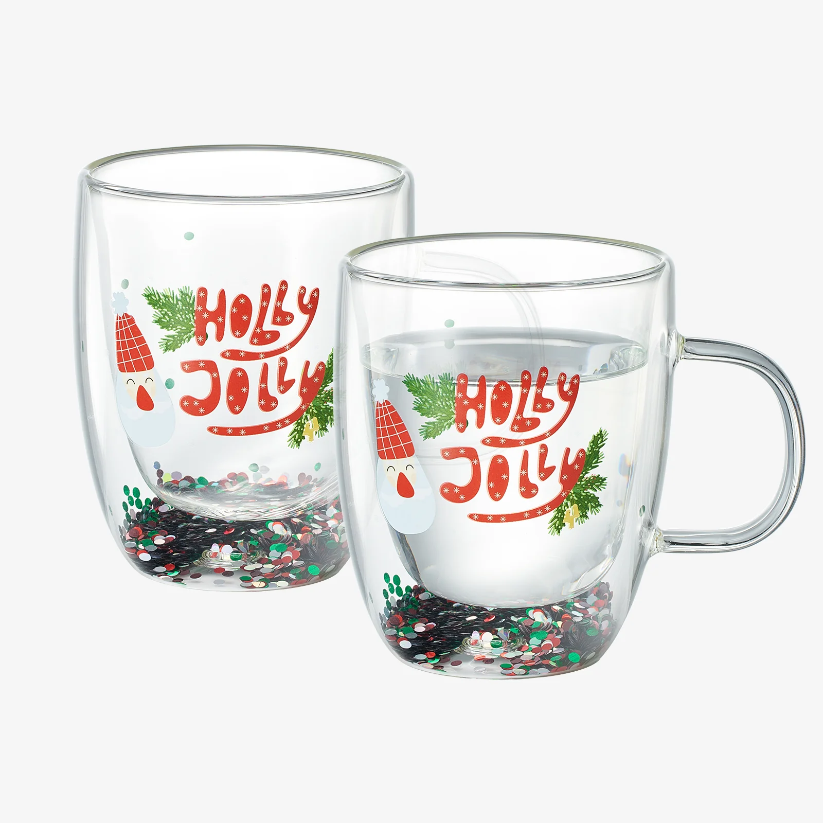 Christmas Glass Coffee Mug Set of 2 Mugs - Keen Glass Solutions
