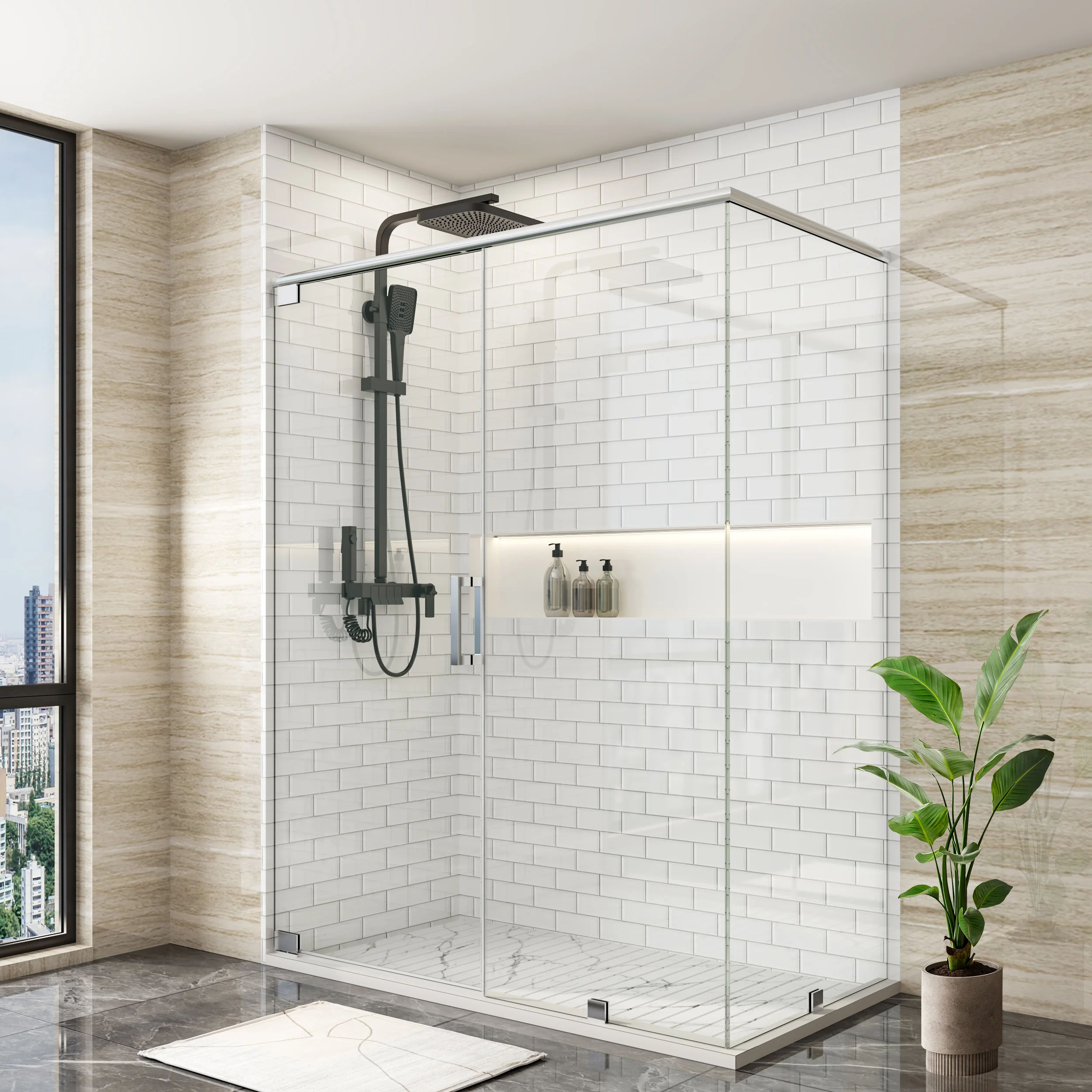 Customize Framed Rectangle Shower Enclosure - P08L-02A - Keen Glass Solutions