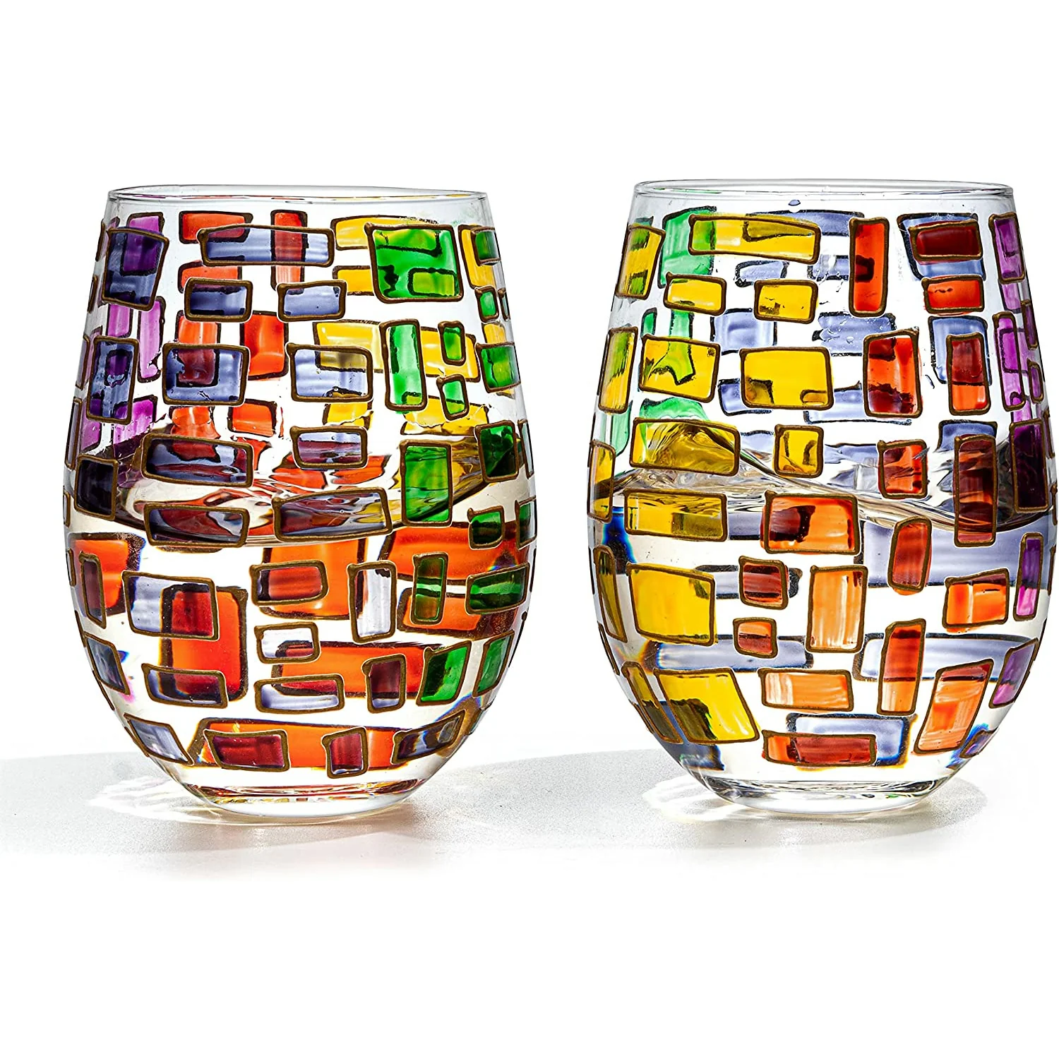 Renaissance Stained Glass Windows, (Stemless Wine Glasses) - Keen Glass Solutions